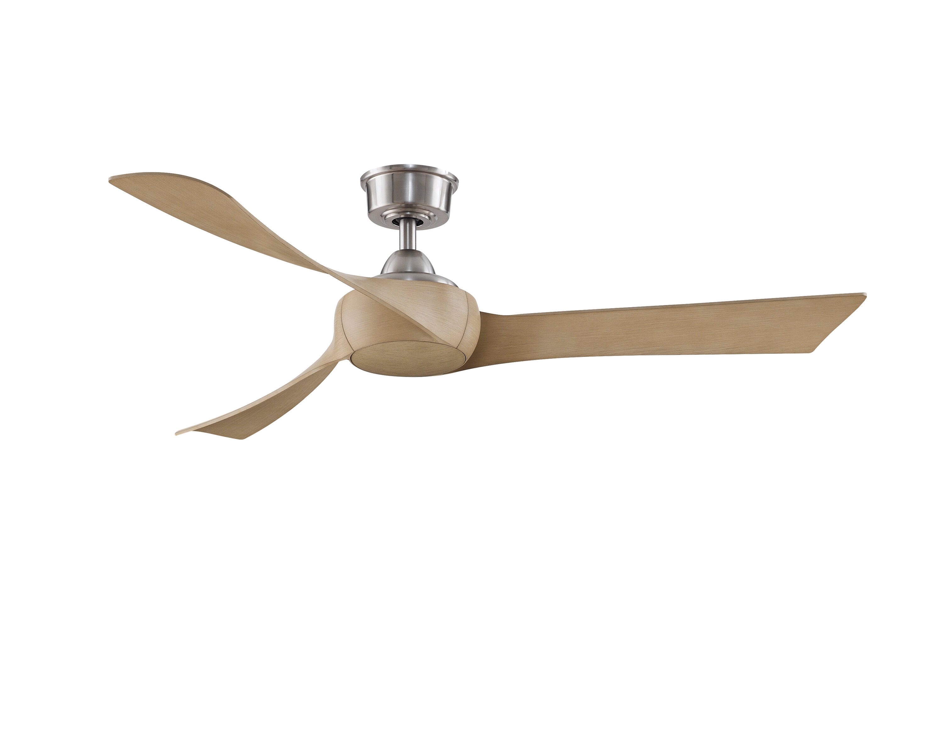 Fanimation Wrap Custom 56-in Brushed Nickel with Natural Blades Indoor/Outdoor Smart Ceiling Fan Light Kit Compatible and Remote (3-Blade) FPD8530BN-56N Sansujyuku sansujyuku.com