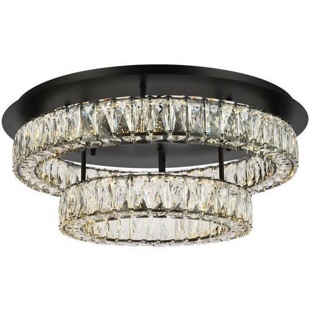 Elegant Lighting A-EL-3503F26L2BK Monroe 2 - Light -Modern Black / Crystal / Metal Flush Mount Light
