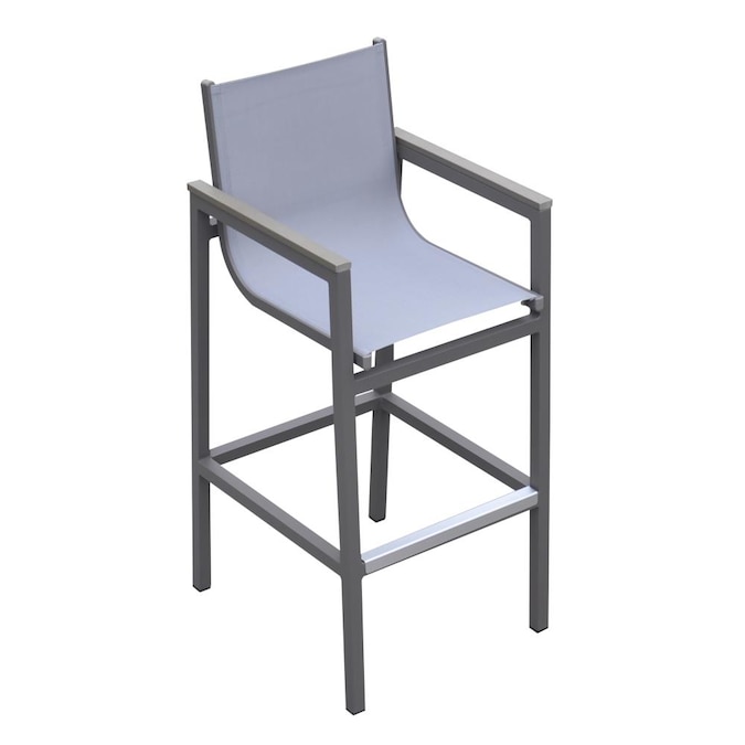 Metal Frame Stationary Bar Stool Chair, Sling Back Patio Bar Stools