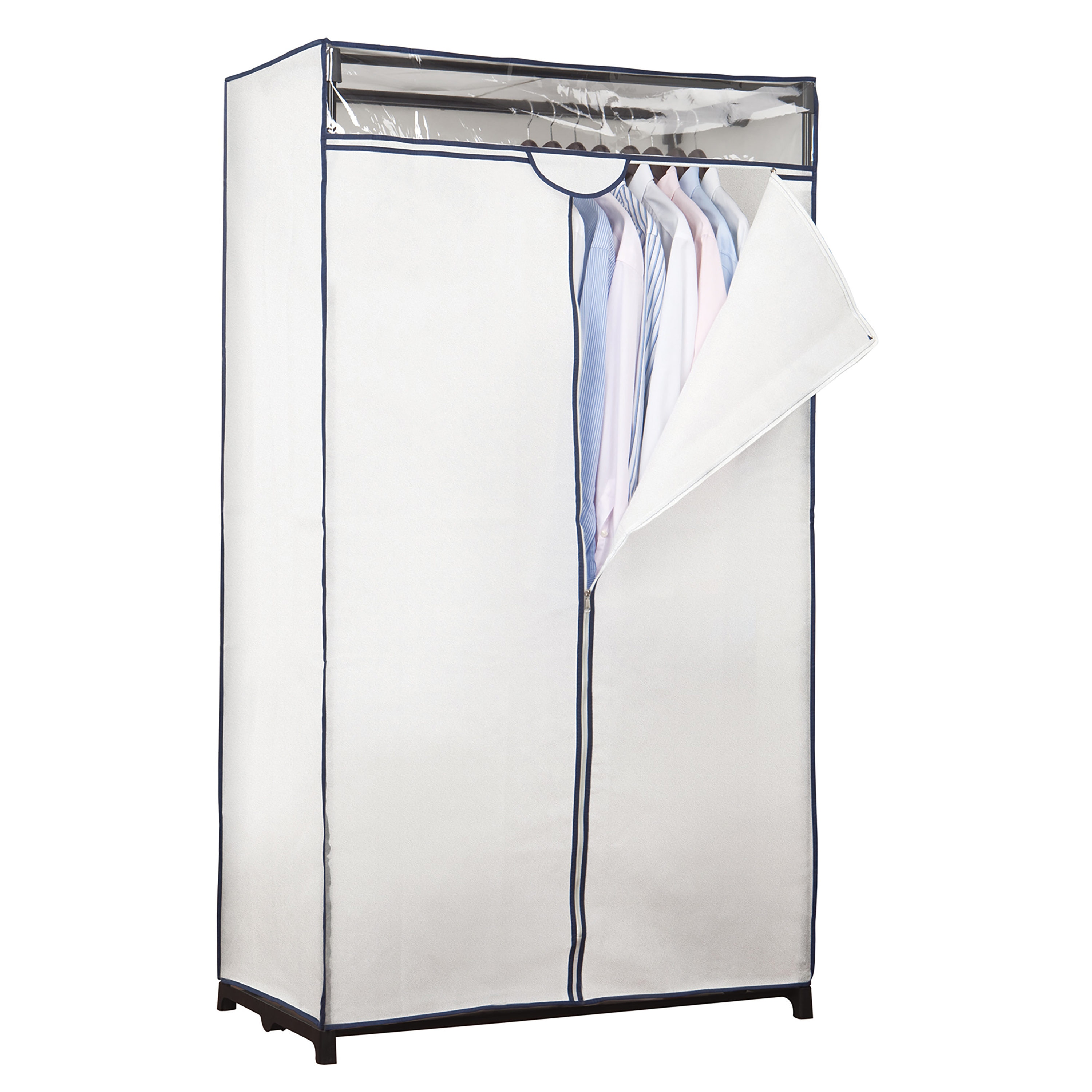 Simplify White Freestanding Clothing Rack with Non-Woven Cover ...