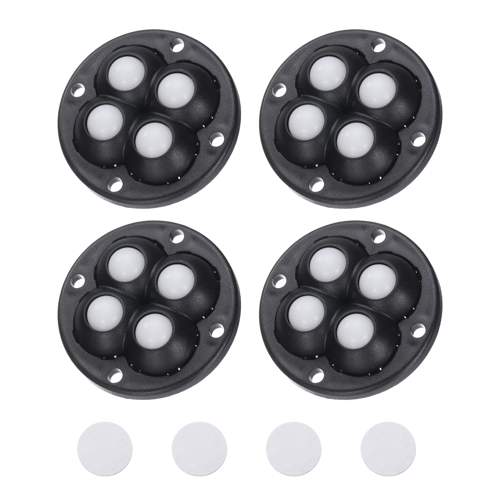 Unique Bargains 4pcs Self Adhesive Caster Wheels 360 Degree Rotation Mini Caster Swivel Rollers Universal Sticky Swivel Wheels for Furniture Storage Bins Trash Can (Black 4 Nylon Rolling Ball)