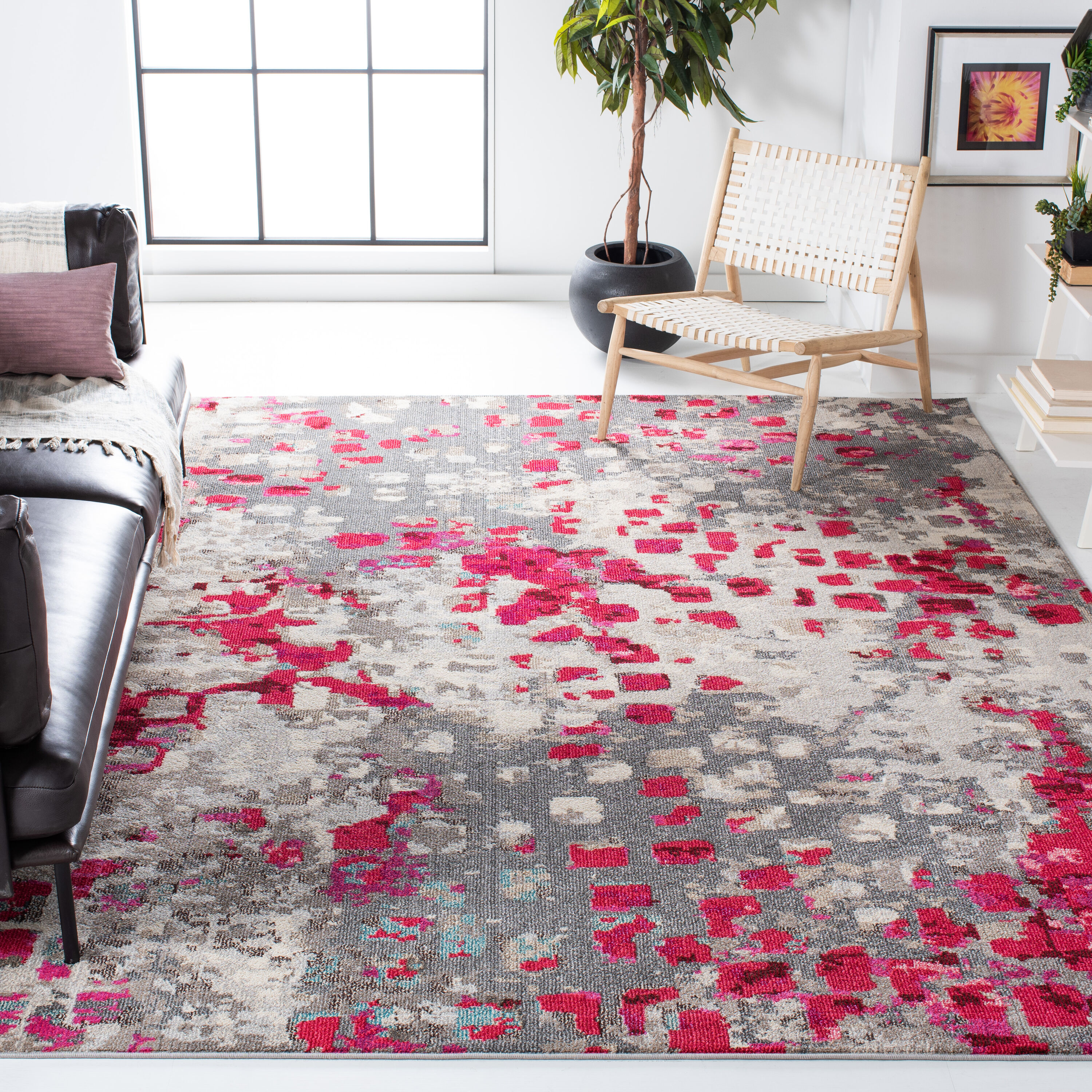  Madison 425 Gray/Red Contemporary 12ft x 15ft Oversized Rug