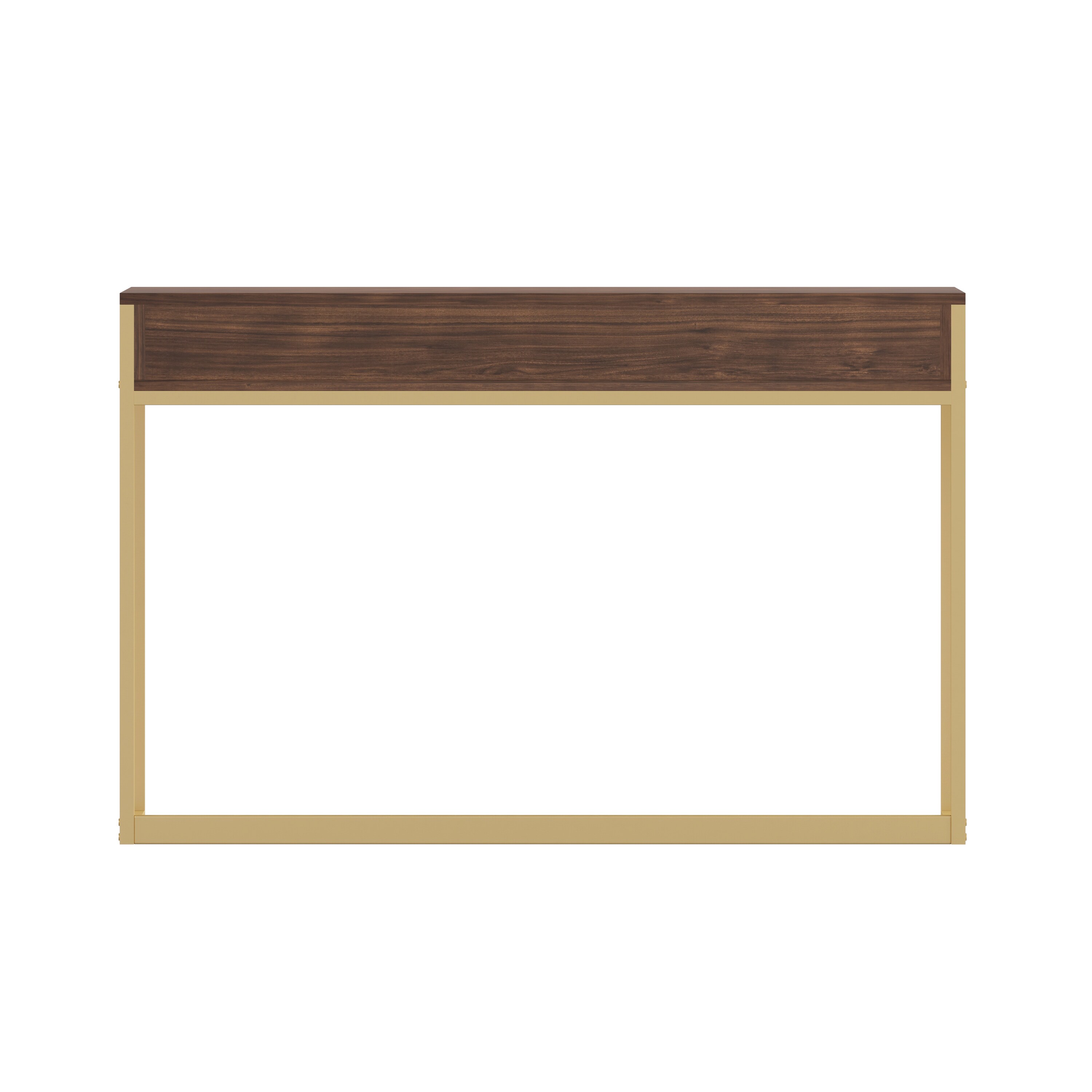 Walnut and Brass Modern Home Office Desk with Drawers