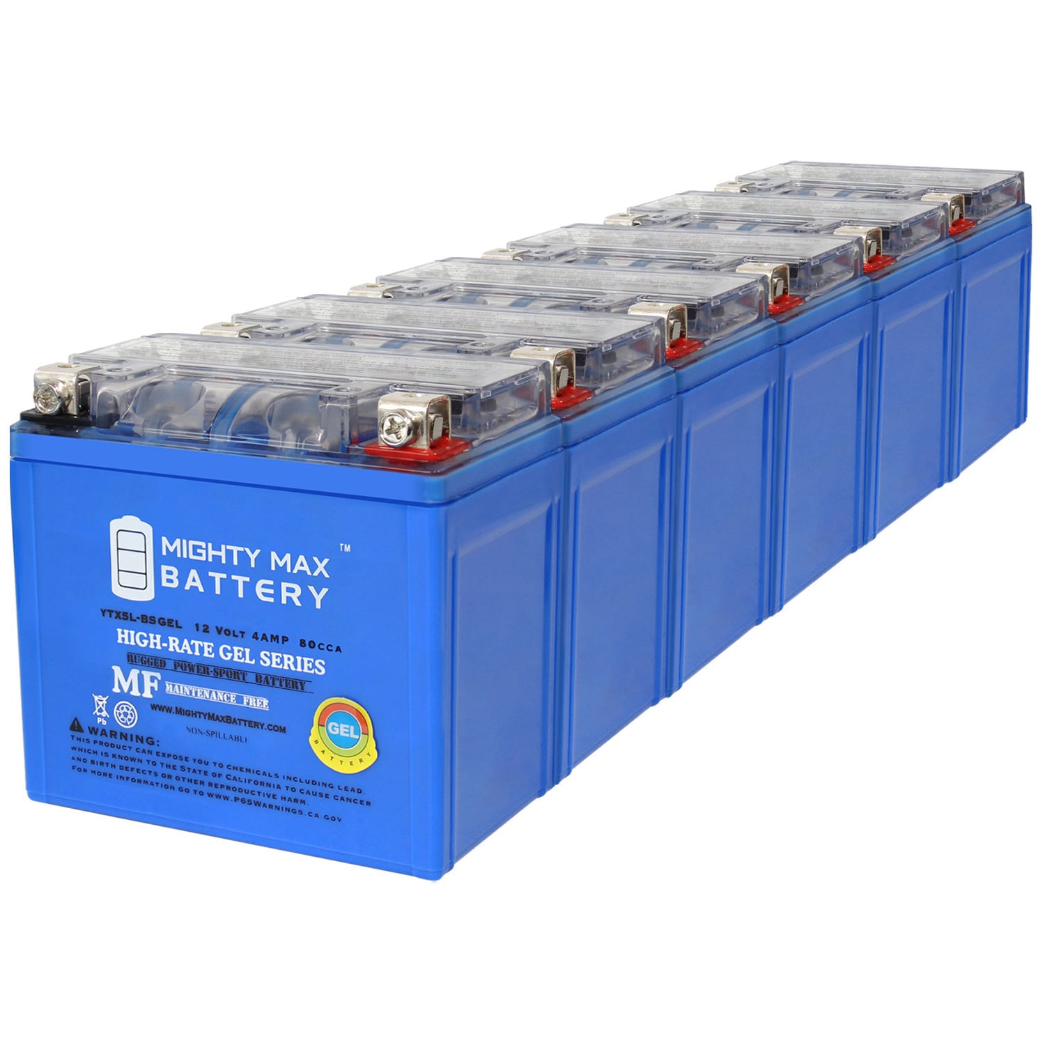 Mighty Max Battery MAX3999379 YTX5L-BSGEL 12V 4AH Zipp 5L-BS Rechargeable Sealed GEL 1240 Backup power Batteries 6 -Pack