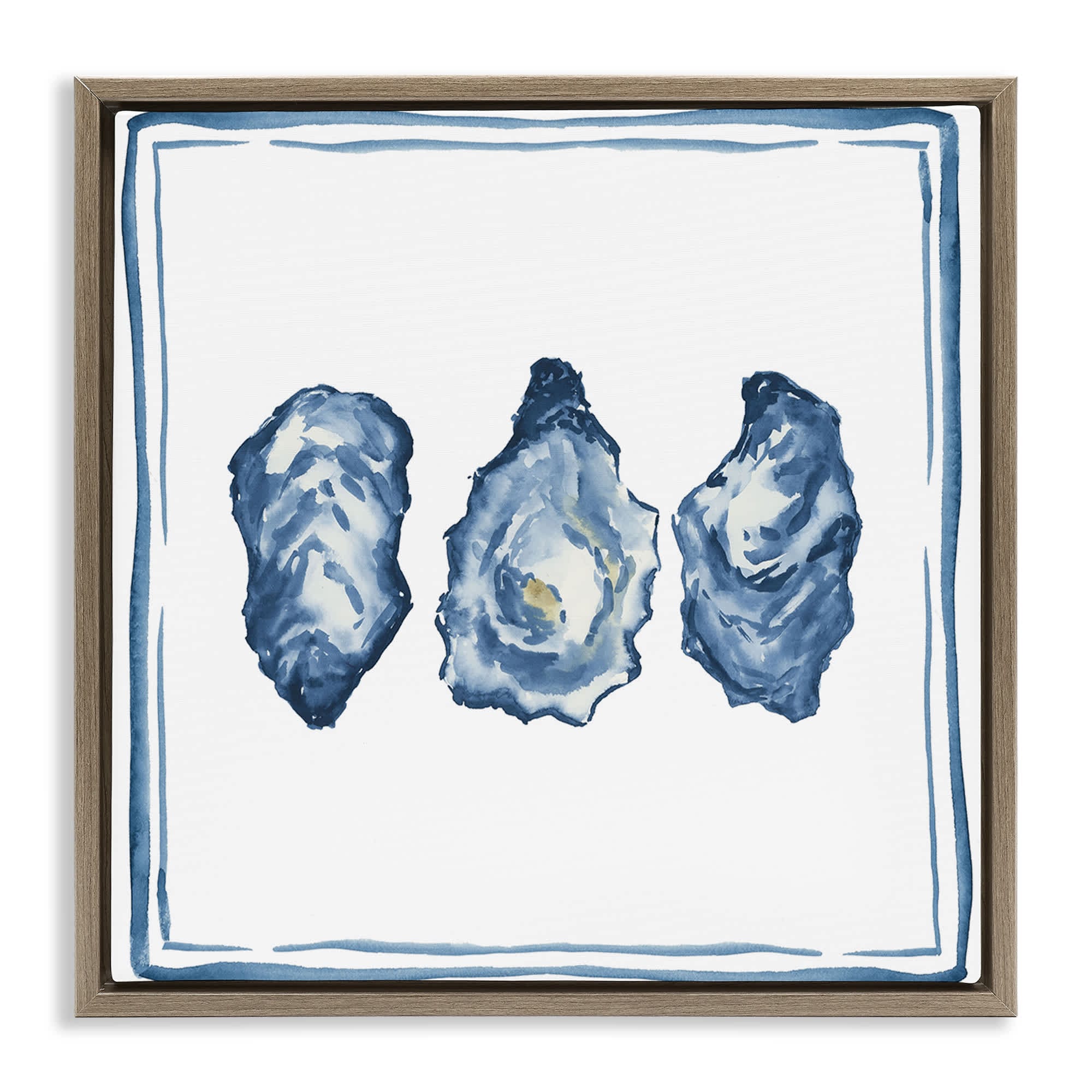 Stupell Industries BS-831-FFE-24X24 Oyster Shell Trio Floating Frame design by Lucille Price