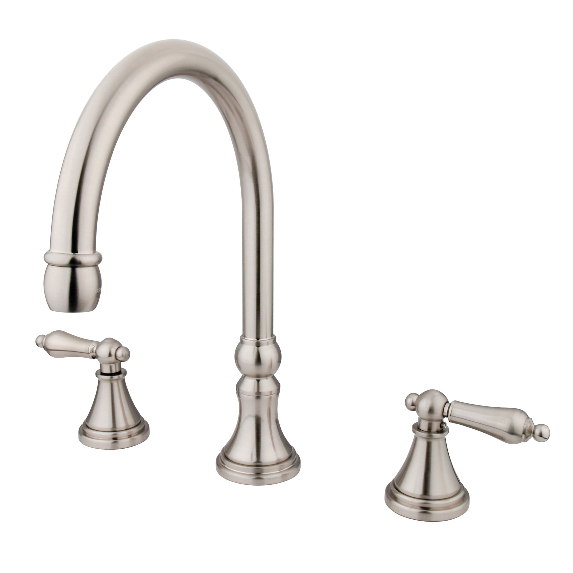 Kingston Brass WLKS2348AL Roman Brushed nickel 2-handle Deck-mount Roman High-arc Bathtub Faucet ( Valve Included )