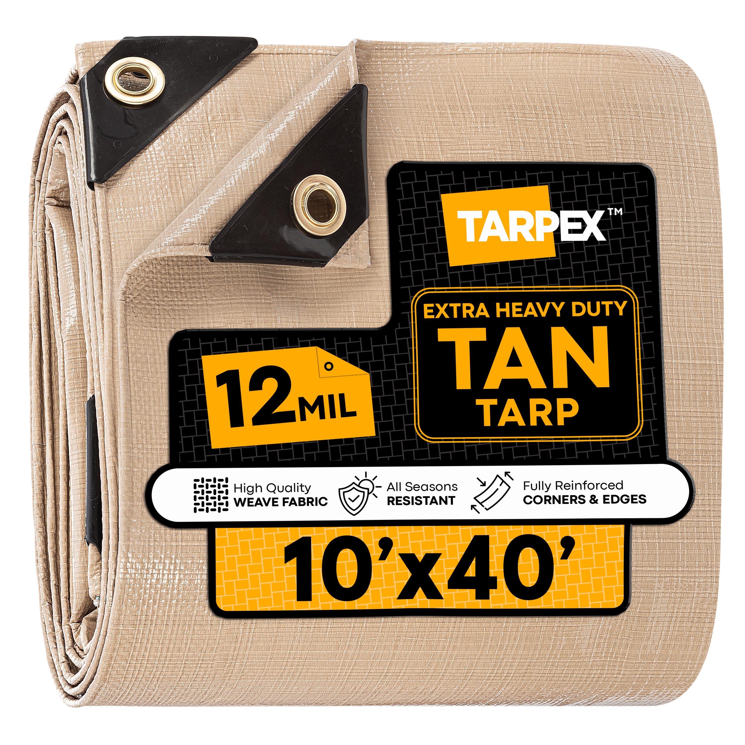Tarpex 10-ft x 40-ft Brown Waterproof Commercial Polyethylene 12-mil Tarp