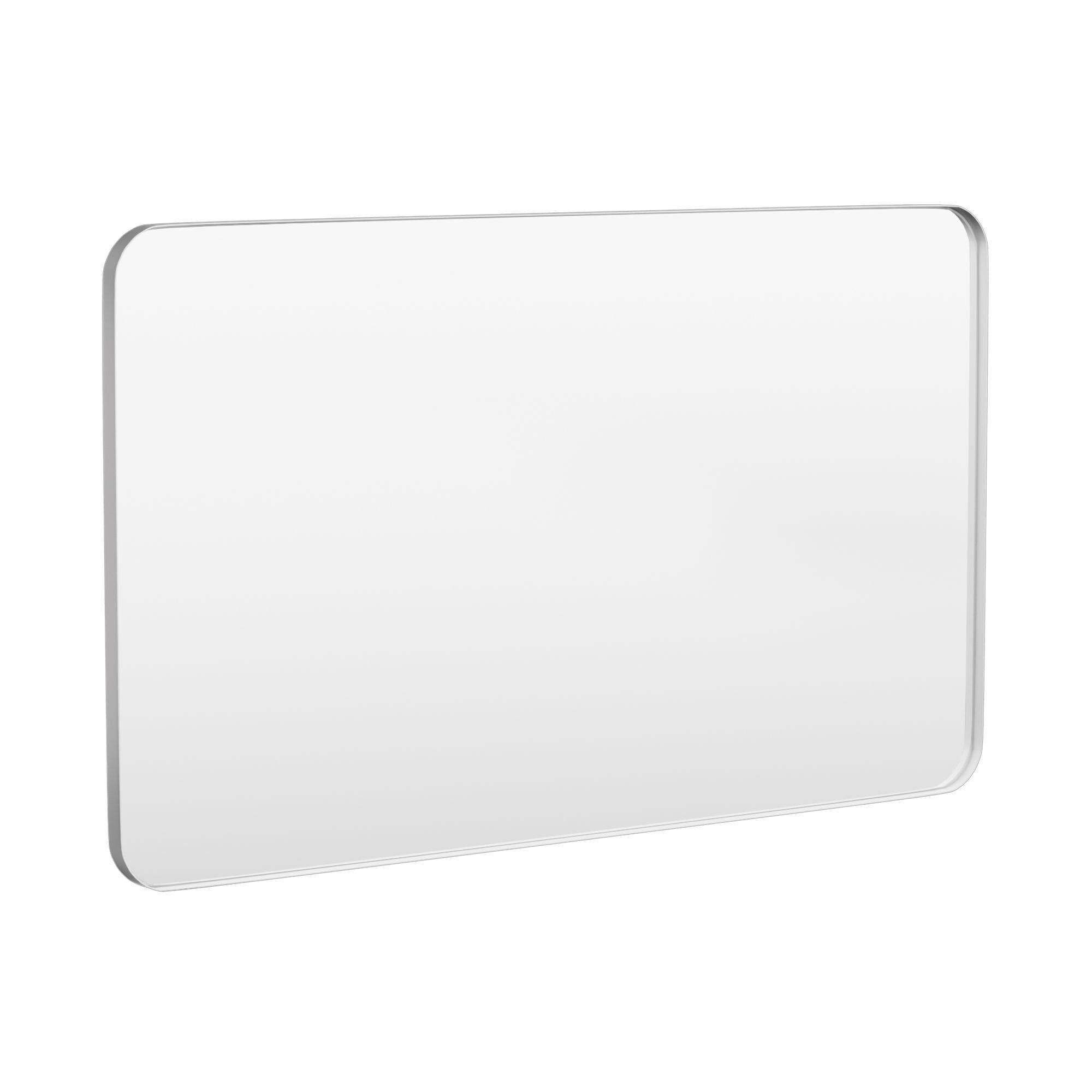 LOVMOR M-S-6036-LSQ 60 in. W x 36 in. H Modern Rectangular Aluminum Framed Wall Bathroom Vantiry Mirror in Silver