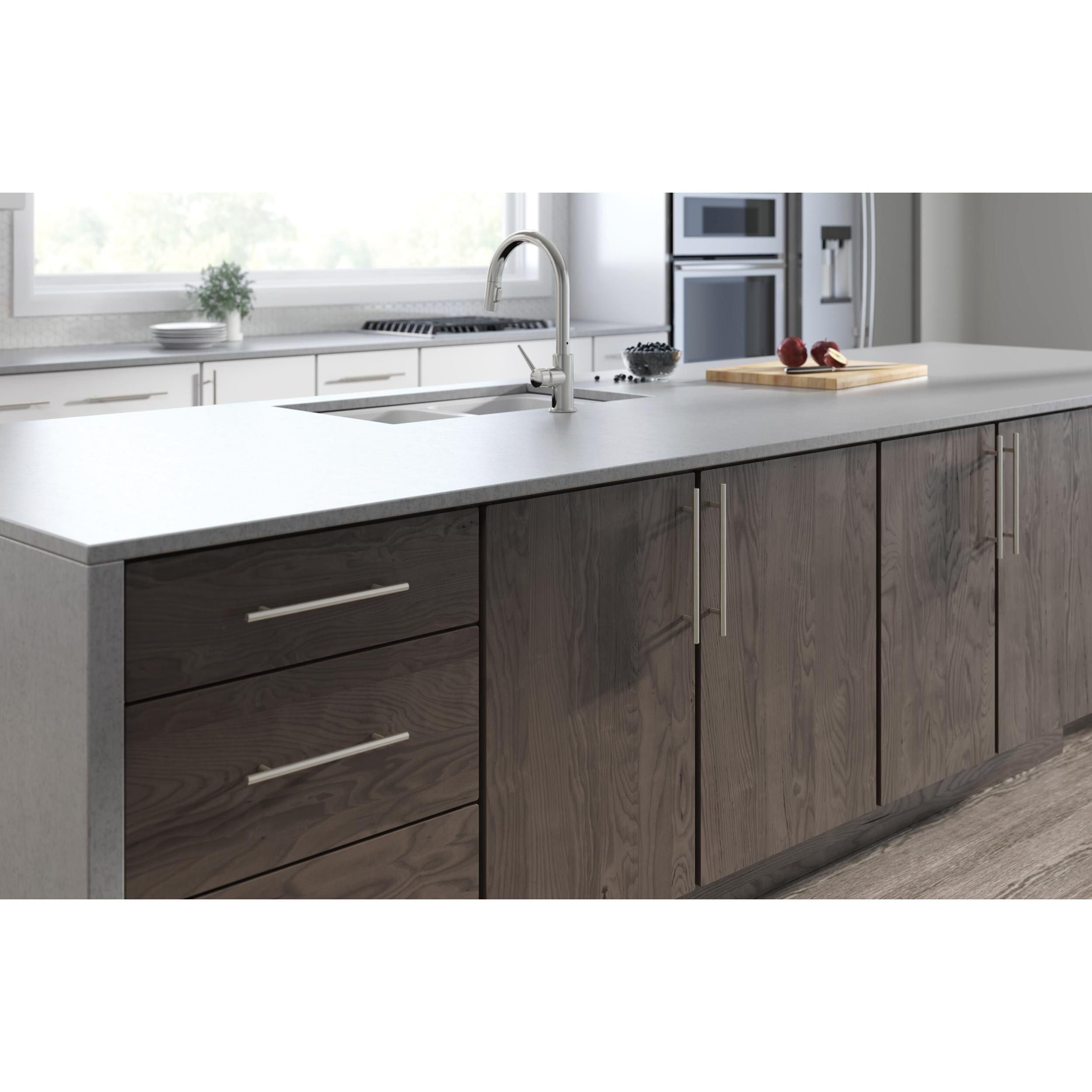 Brushed Steel Modern Bar Cabinet Pulls with Mounting Hardware
