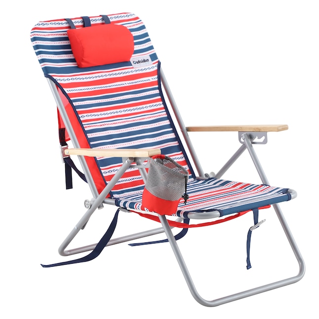 Outsider Polyester Red/Blue Stripes Folding Beach Chair (Adjustable and ...