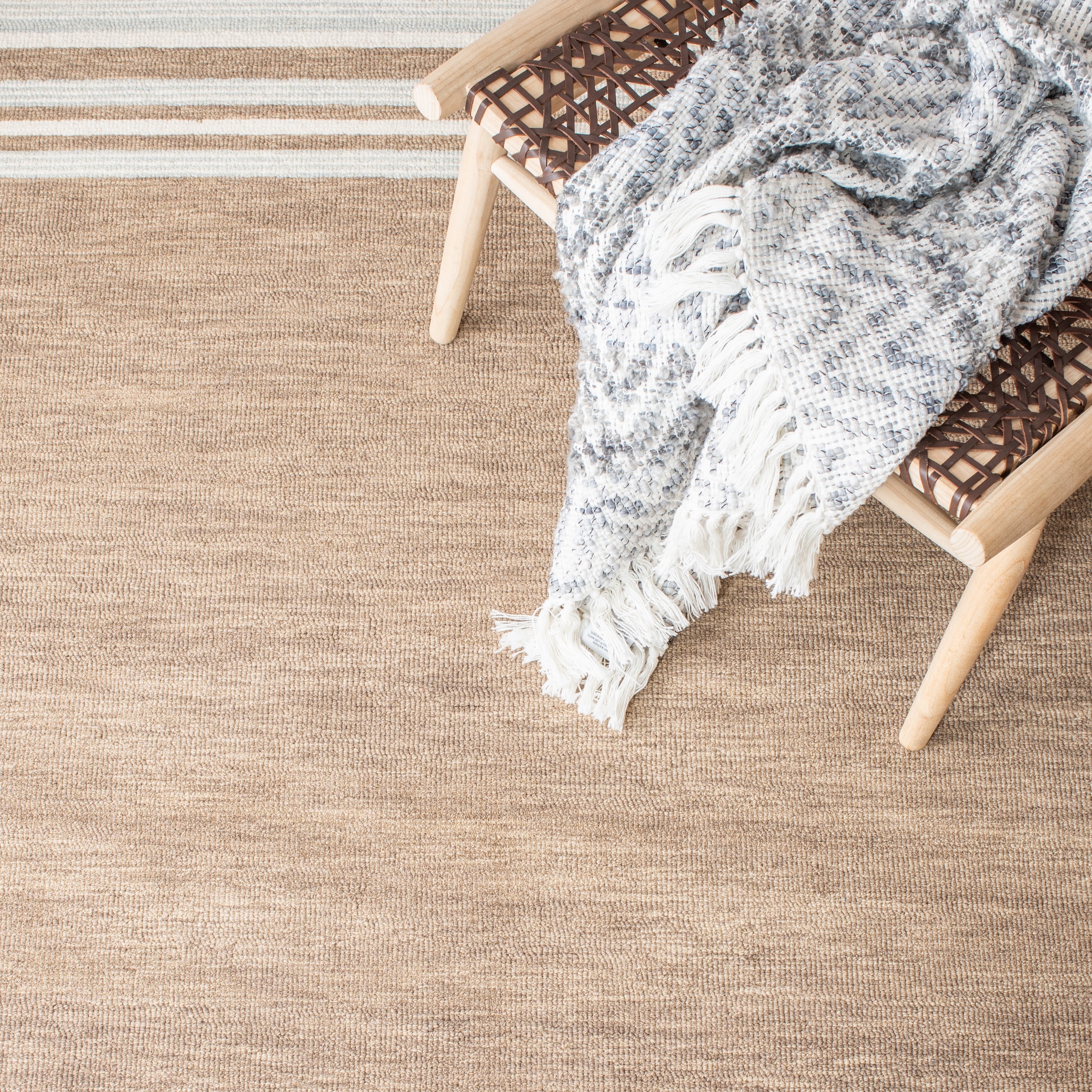 Ivory and Brown Hand-Tufted Wool Rectangular Rug