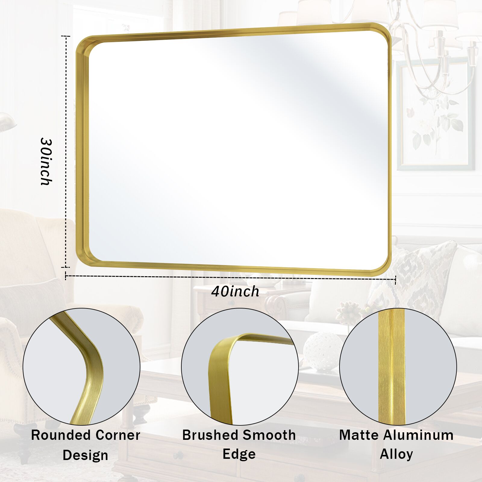 BEAUTYPEAK LS-YSJ-REAJ3040-G Decor-Mirrors - View #3