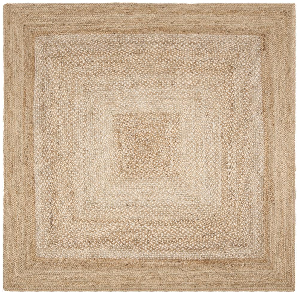 Ivory Square Hand-Woven Jute Area Rug - 6' Reversible Design