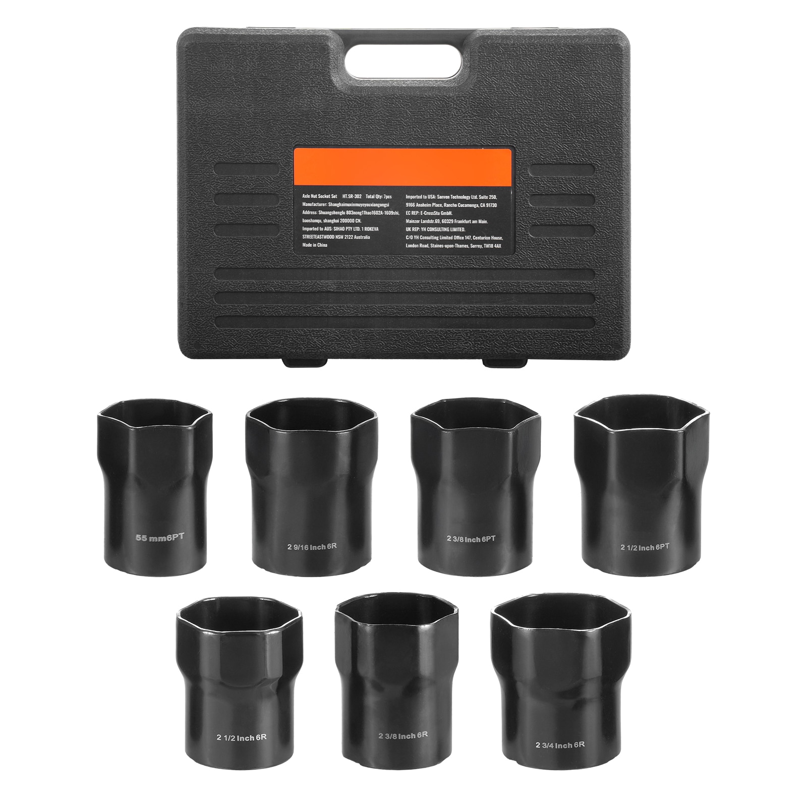VEVOR SCZLMTTCLZCS06232V0 Wheel Bearing Locknut Socket Set 1/2 inch Drive 7 Piece SAE and Metric 6-Point Socket for Ford Dodge and Toyota Vehicles with Storage Case Remove and Install Wheel Bearing Lock Nuts
