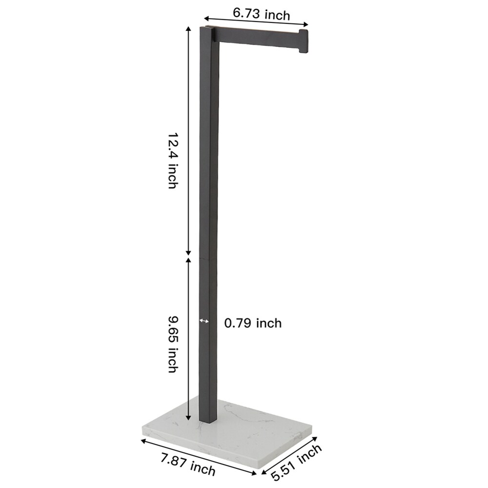 Matte Black Freestanding Toilet Paper Holder with Marble Base