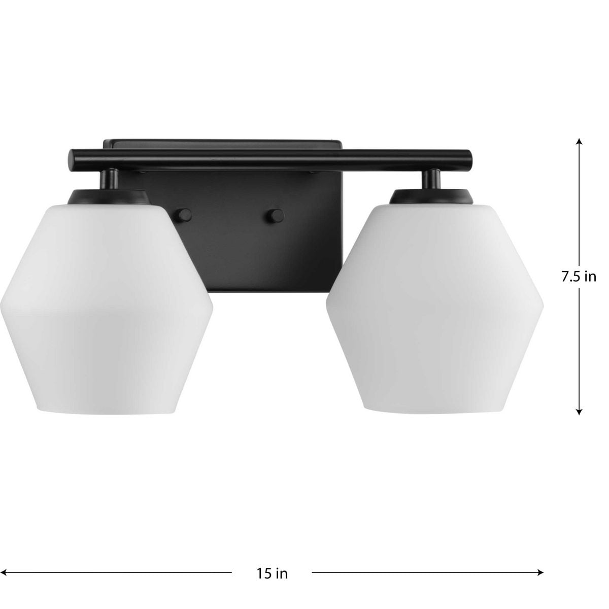 Matte Black and Opal Glass 2-Light Vanity Fixture