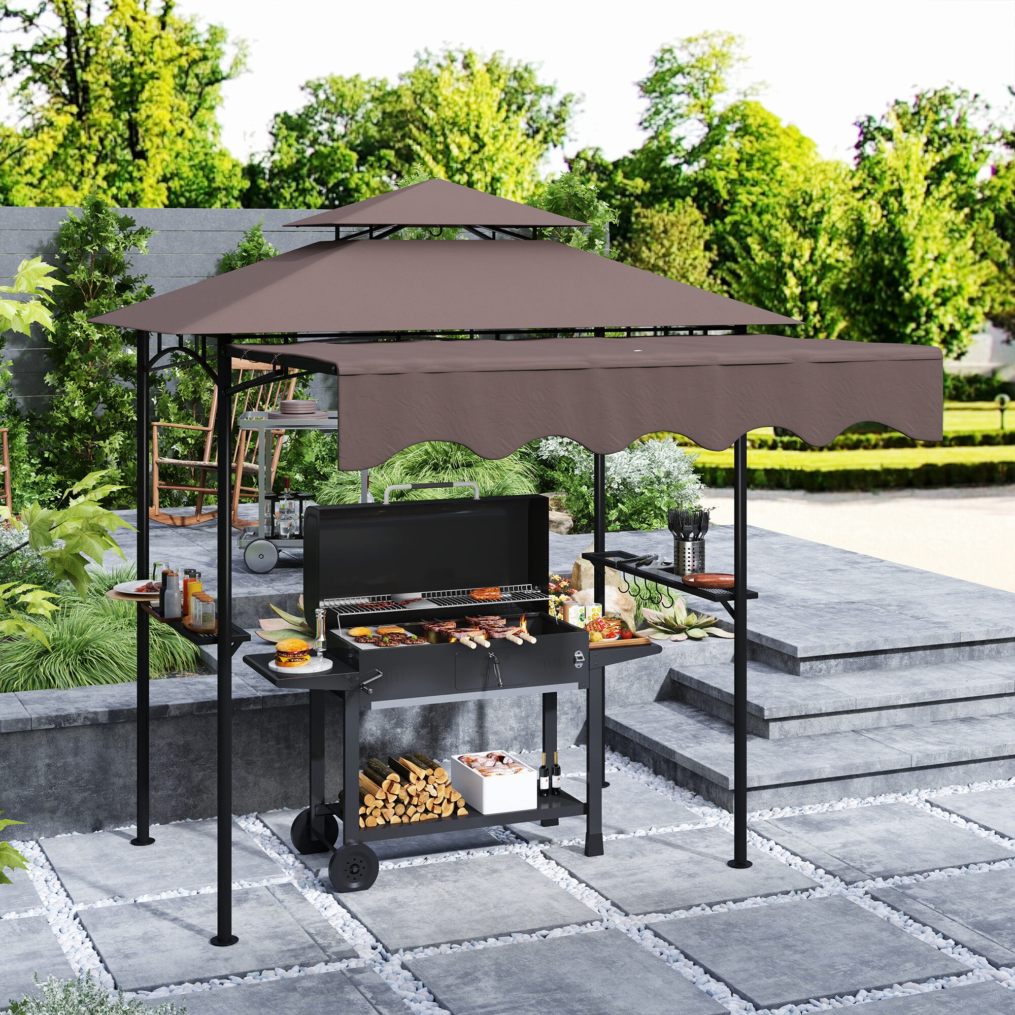 Outsunny 84C-630V00BN Wood-Resin-Gazebos - View #2