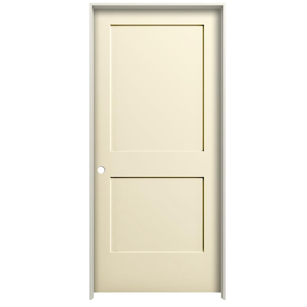 RELIABILT LO1004022 32-in x 80-in Cream-n-Sugar Hollow core 2-panel square Right hand Smooth Prefinished Molded composite Flat Jamb Single Prehung Interior Door