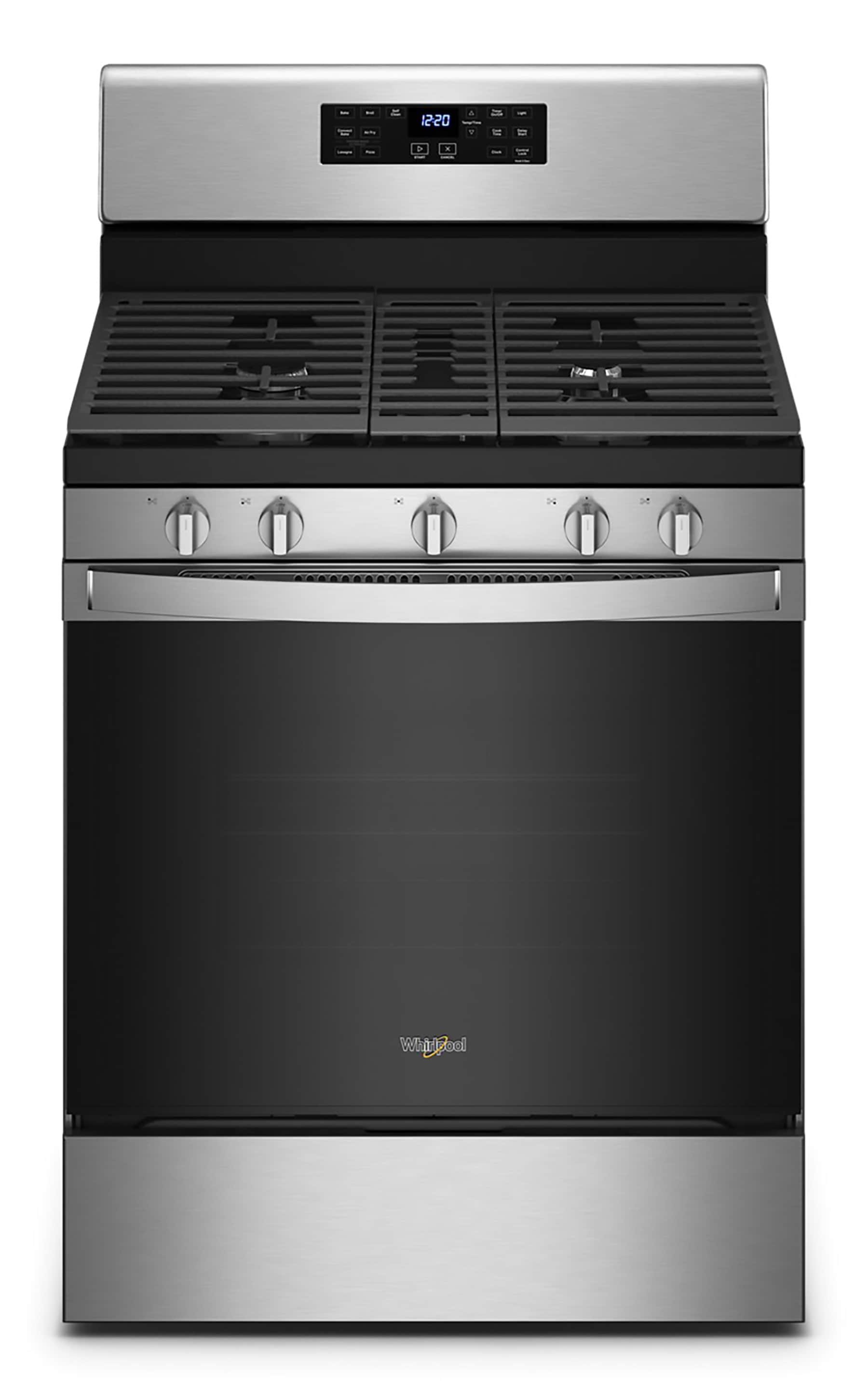 Whirlpool 30-in 5 Burners 5-cu ft Self-cleaning Air Fry Convection Oven Freestanding Natural Gas Range (Fingerprint Resistant Stainless Steel) -  WFG535S0LZ