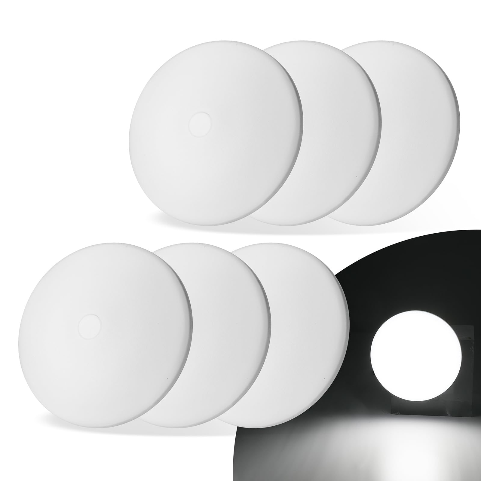 Vrbgify  6 Pack 4.5 Inch RV Interior LED Puck Lights 12V 500 Lumen Cool White Ceiling Dome Light with On Off Switch for Camper Trailer Boat