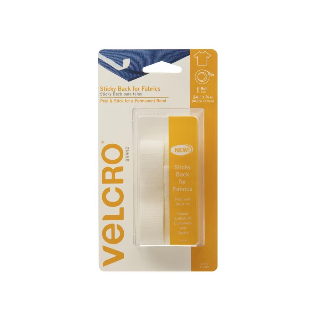 VELCRO Brand Sticky Back for Fabrics | 24 x 3/4 Tape with Adhesive | No  Sewing Needed | Cut Strips to Length Permanent Bond to Clothing for Hemming