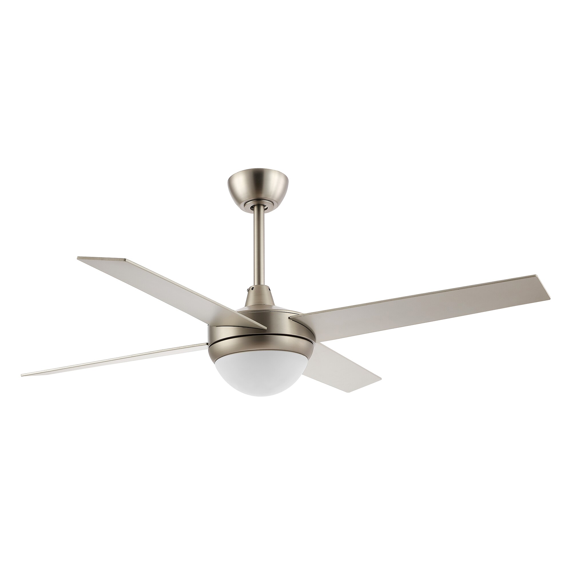 GETLEDEL LECF-0904-NI 52-Inches Brushed Nickel with Silver Blades Color-Changing Integrated LED Fixture Indoor Downrod mount Standard Ceiling Fan With Light and Remote ( 4 -Blade)