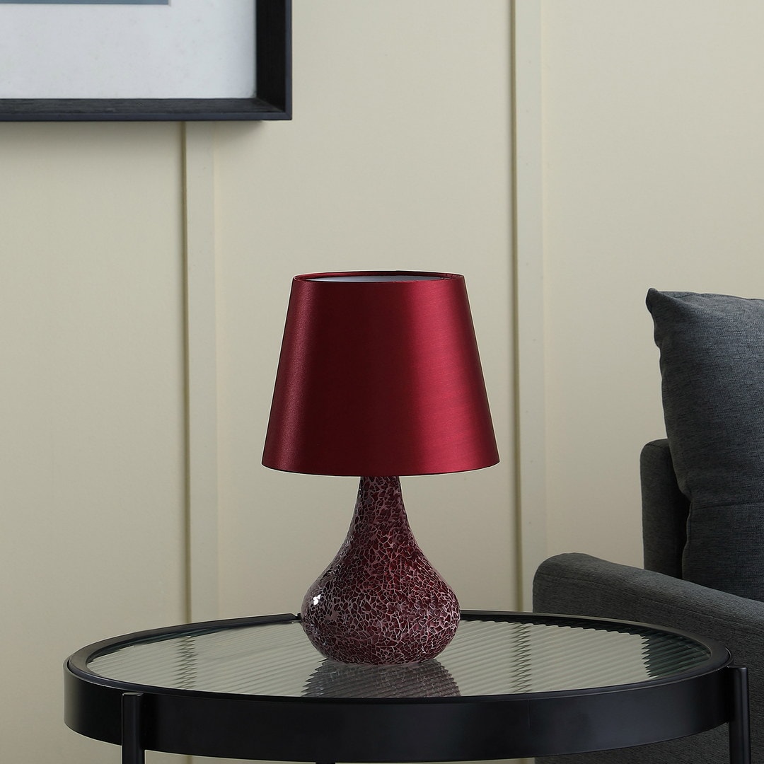 ZAKLOOP MD072116632 Lamp 11-in Magnifying Red Standard Desk Lamp with Rattan Shade