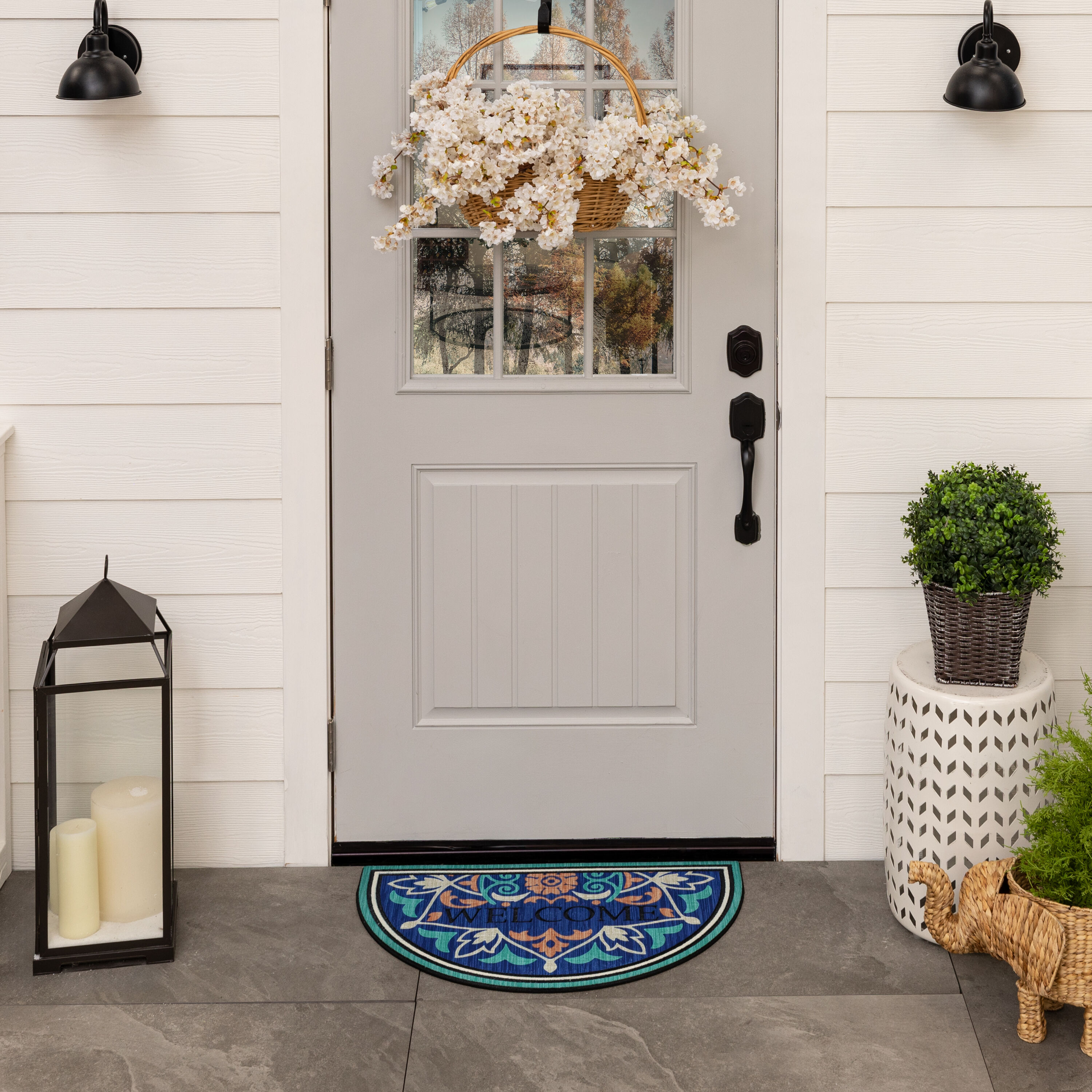 Style Selections F049 20176 018030 1-1/2-ft x 2-1/2-ft Multiple Colors Polyester Rectangular Outdoor Decorative Spring Door mat
