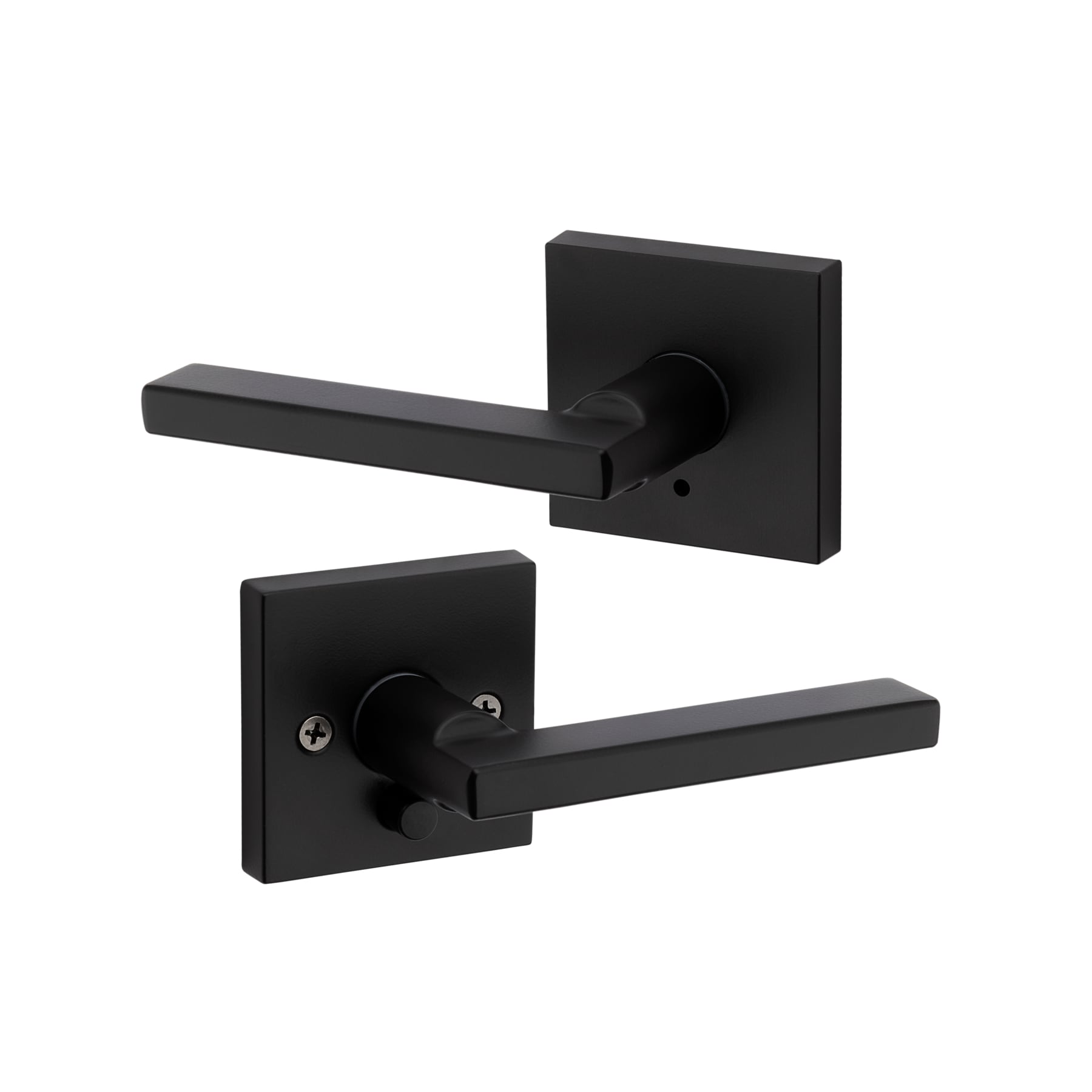 1 Pack Probrico Black Square Half-Dummy Door Lever for Interior Door,Reversible for Left or Right Handed Doors,Non-Functioning Stainless Steel 