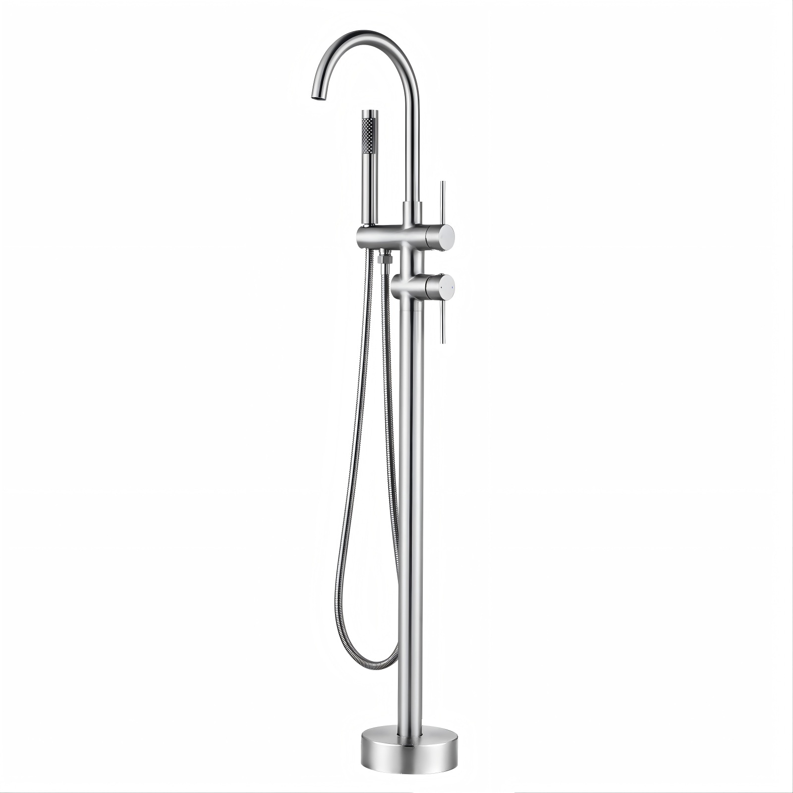 WOWOW 3081000-LW Brushed Nickel 2-handle Freestanding Swivel Bathtub Faucet with Hand Shower ( Valve Included )