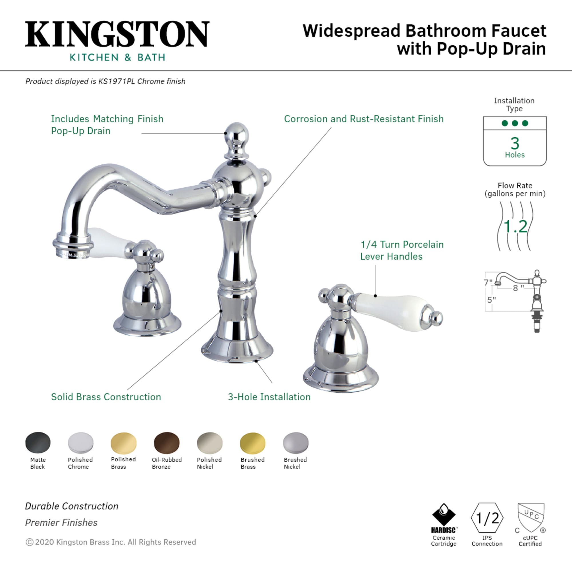 Kingston Brass WLKS1976PL Lavatory-Faucets - View #3