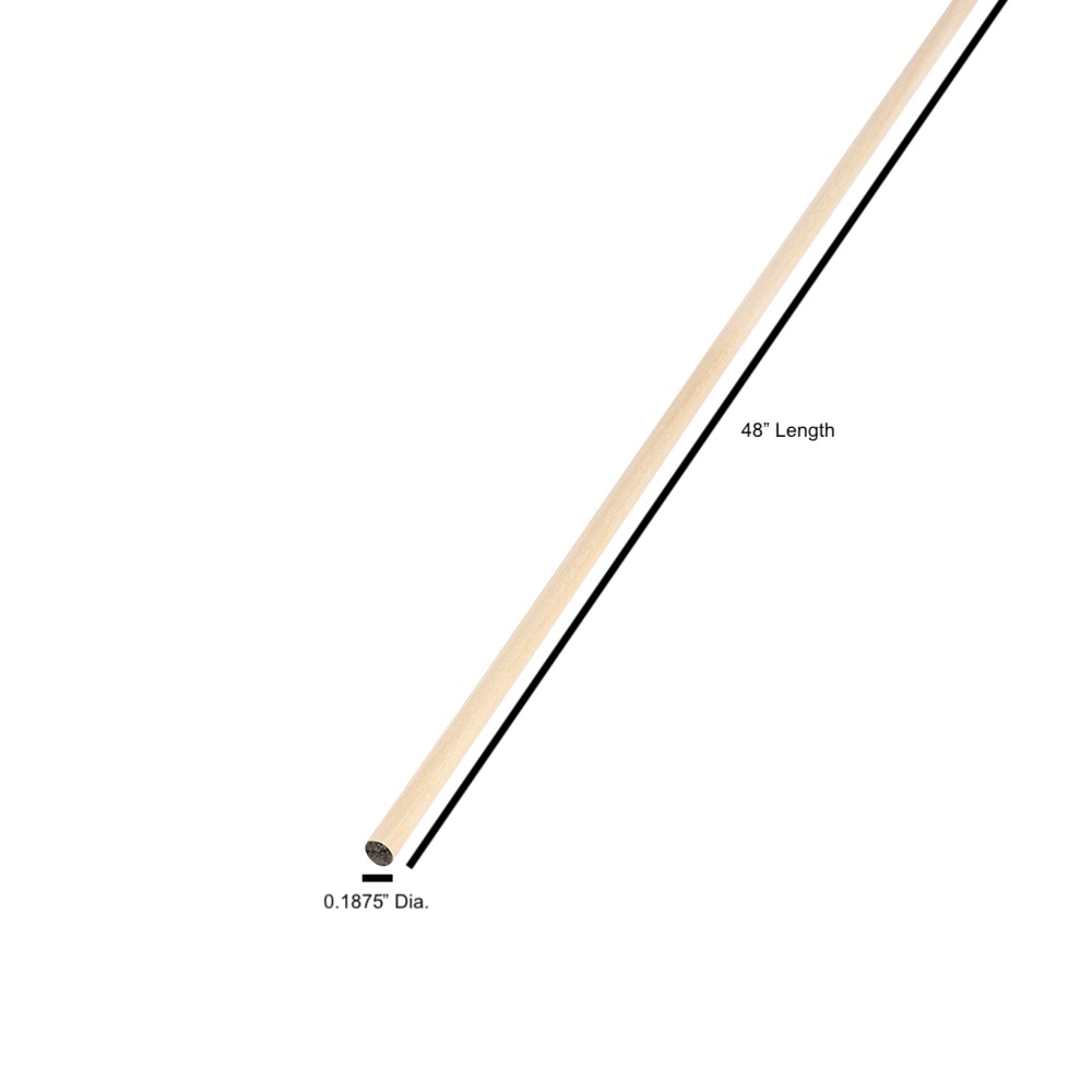Hardwood Round Dowel - 36 in. x 0.1875 in. - Sanded and Ready for Finishing  - Versatile Wooden Rod for DIY Home Projects
