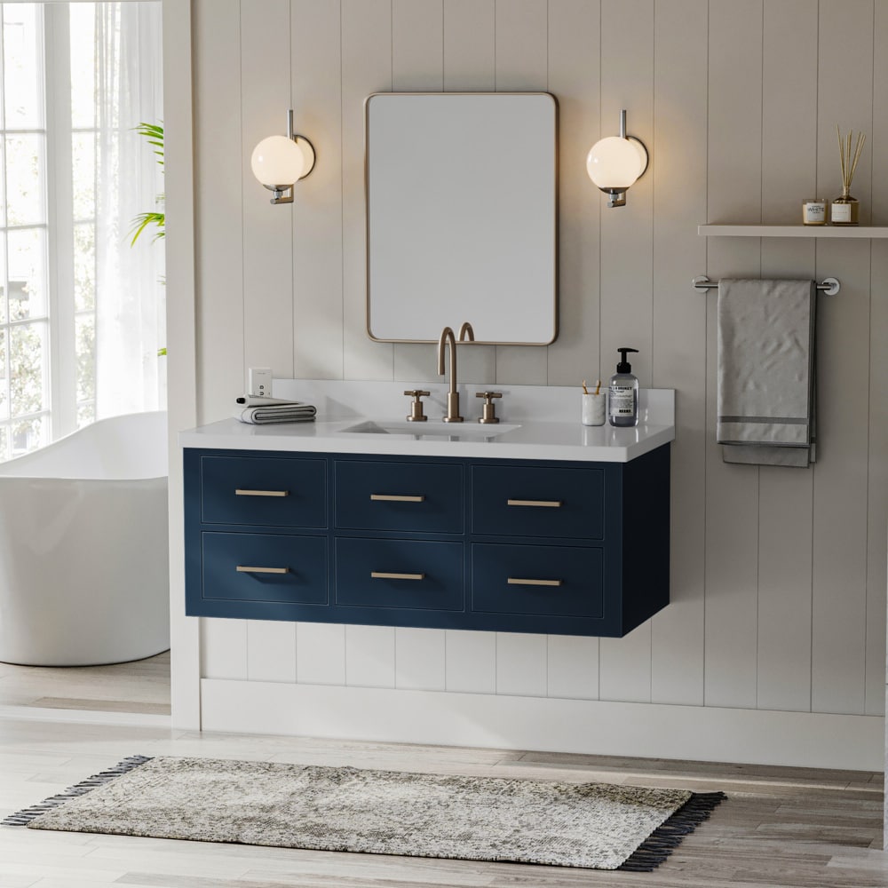 ARIEL Hutton 48-in Midnight Blue Bathroom Vanity Base Cabinet