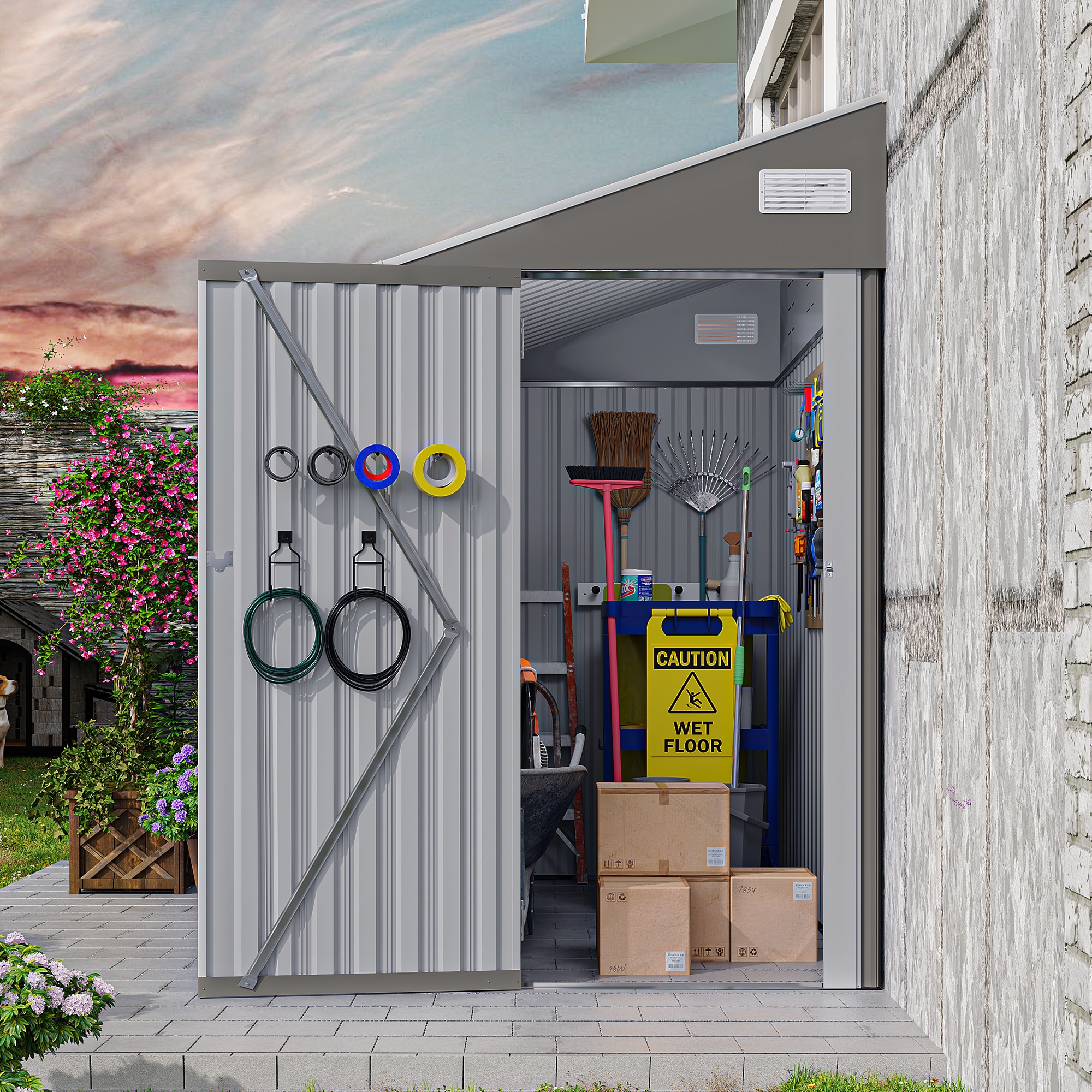 WELLFOR GIZHE080BN Metal-Storage-Buildings-Sheds - View #2