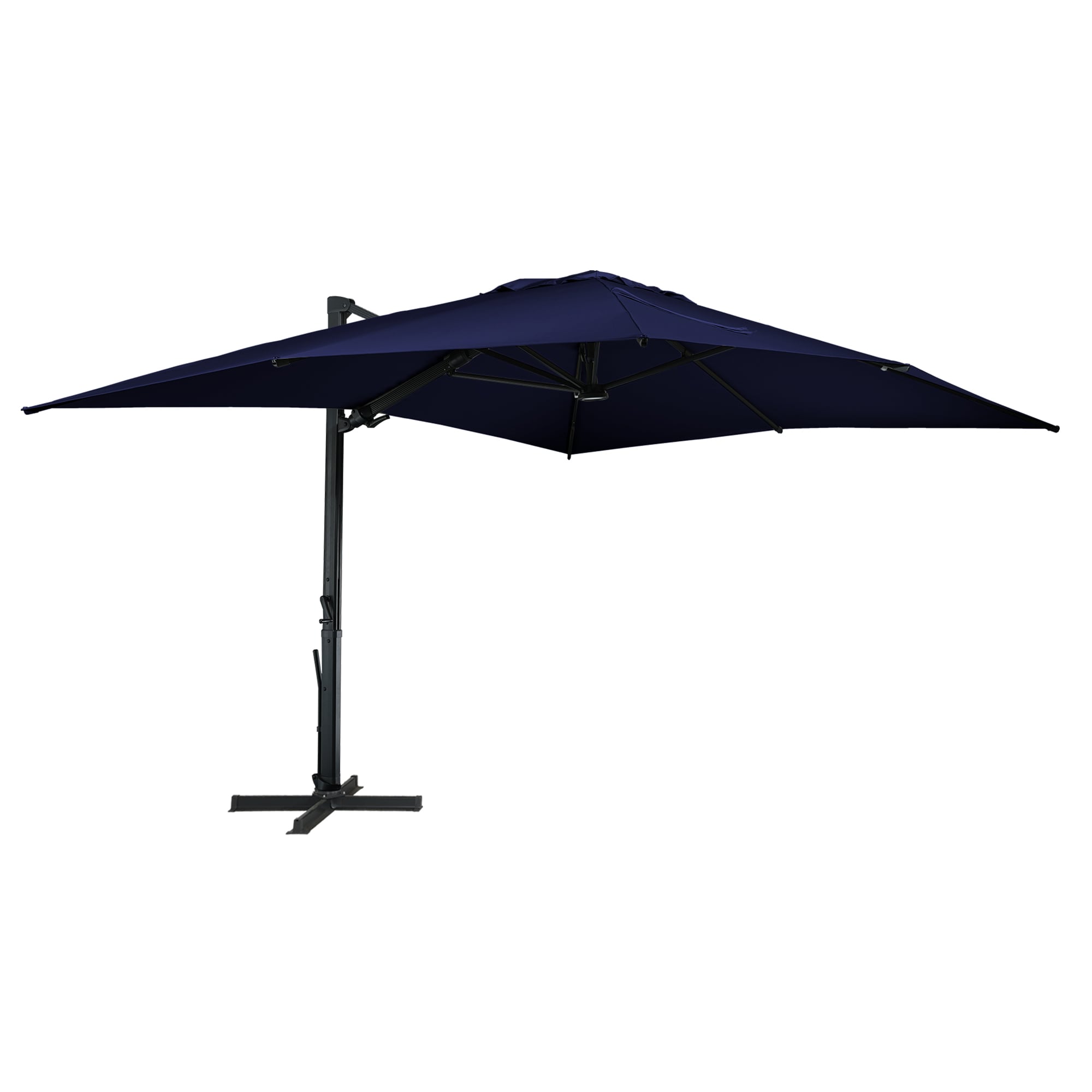 Clihome CL-LEDMY02NY 13-Feet Aluminum Blue Crank Cantilever Patio Umbrella with Lights and