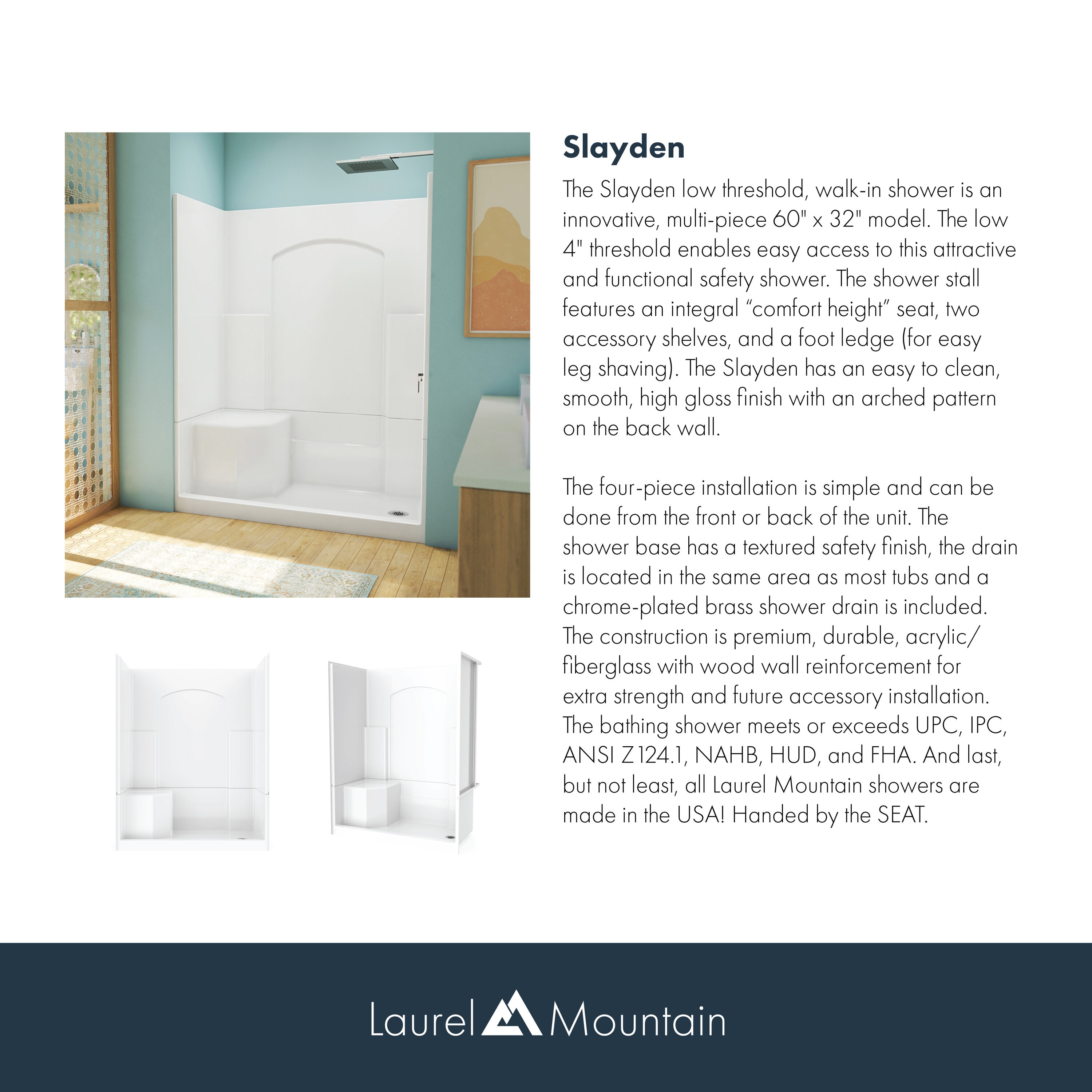 Laurel Mountain L3660SH1S4PLWC3 Alcove-Shower-Kit - View #12