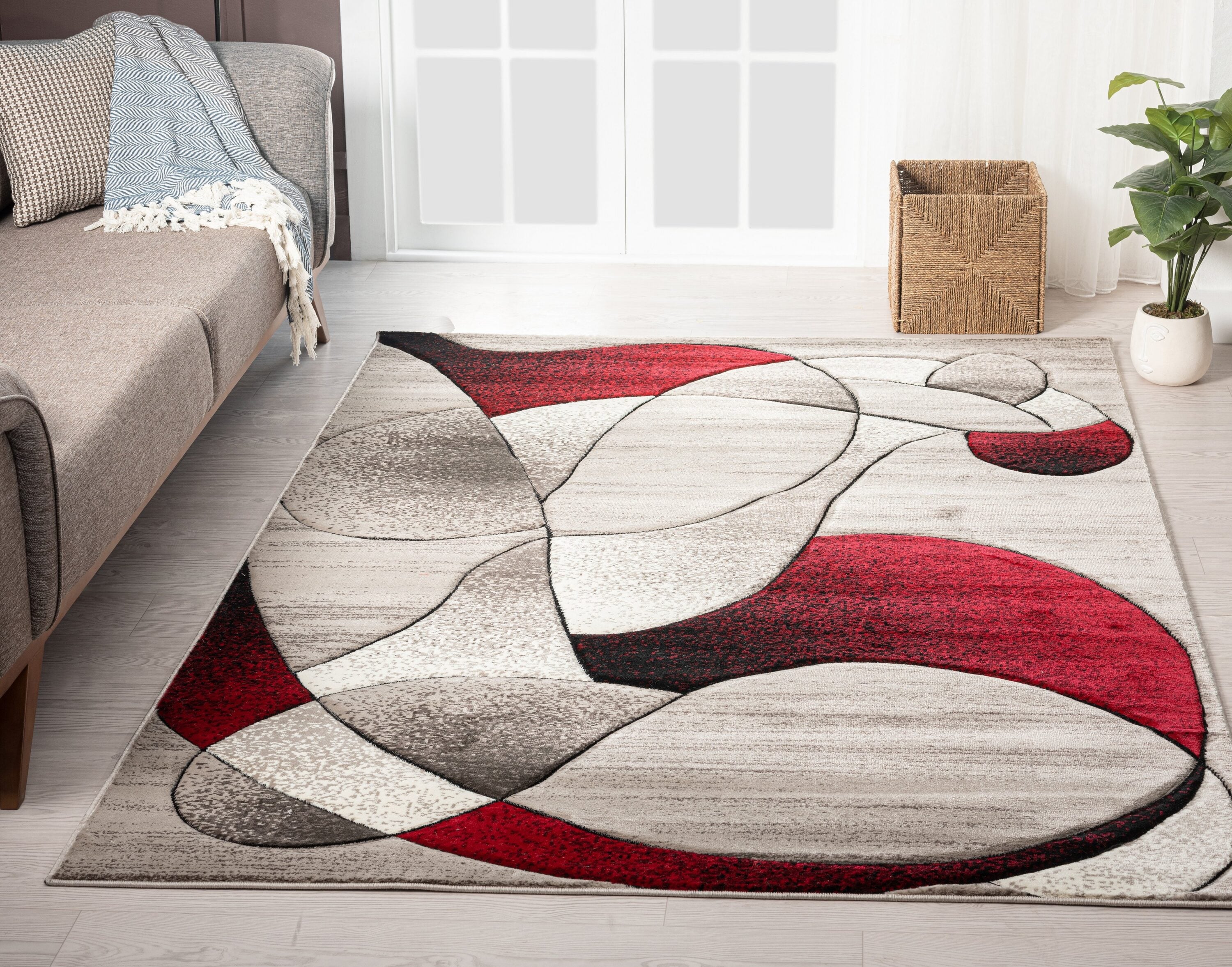 MDA Rugs RD0723 Rhodes 2 x 3 (ft) Polypropylene Red Rectangular Indoor Abstract Area rug