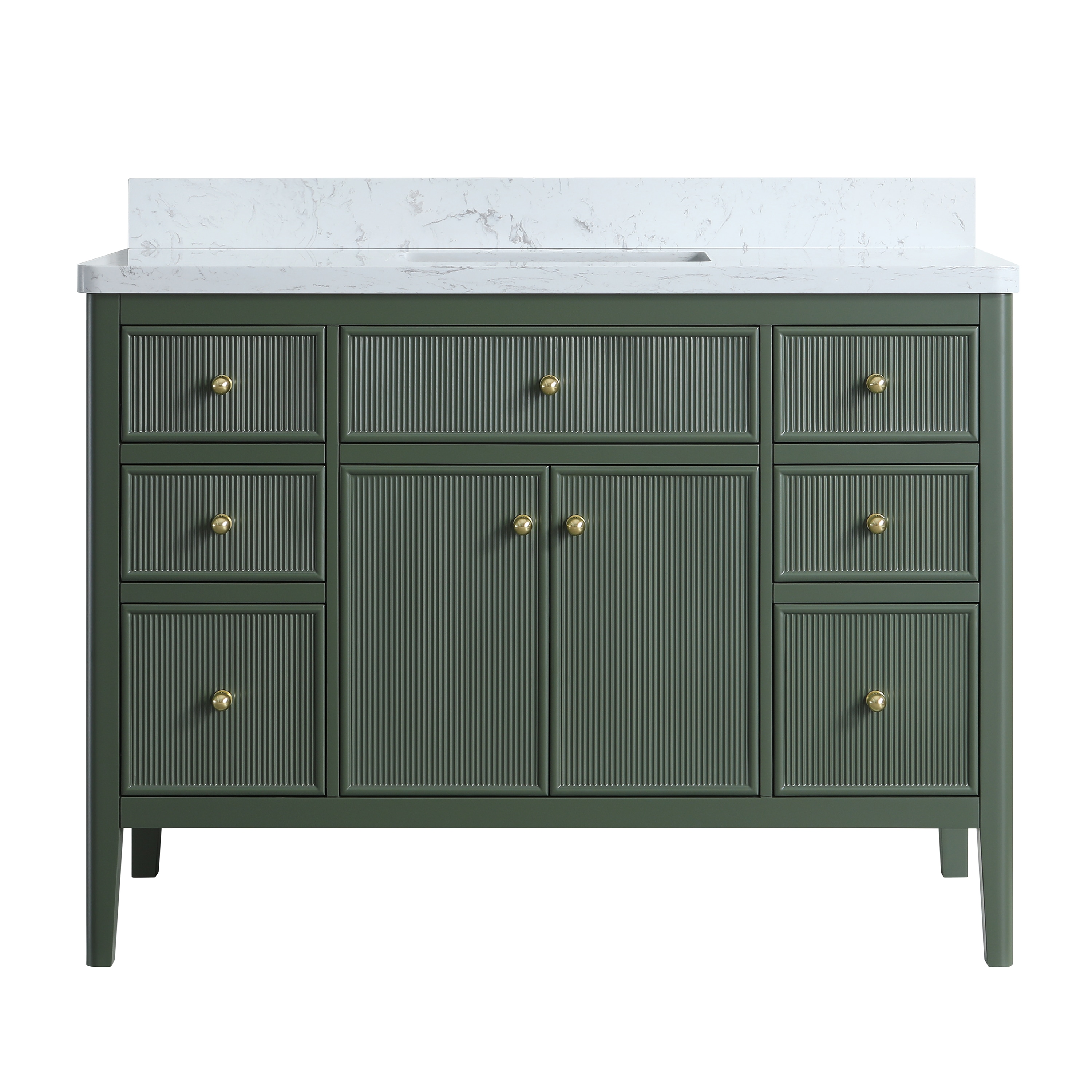 Iseryn Bath Vanity 48-in Green Undermount Single Sink Bathroom Vanity with White Engineered Marble Top