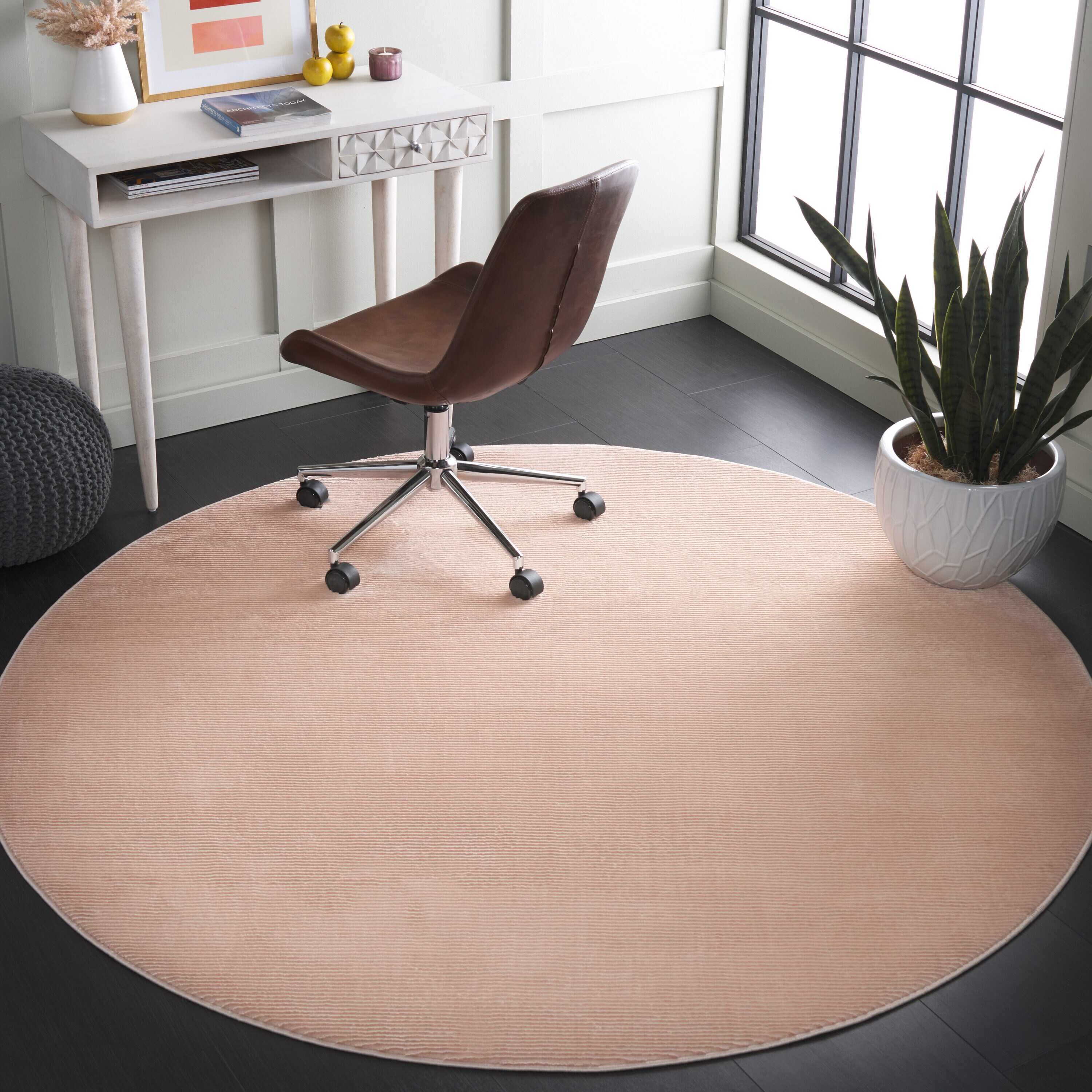 Safavieh REV102U-7R Revive 102U Pink Solid / Tonal Round 6ft-7-in x 6ft-7-in Rug