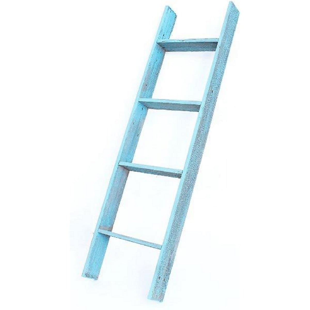 HomeRoots 4000380331 Turquoise Wood 4-Shelf Ladder Bookcase (15-in W x 57-in H x 5-in D)