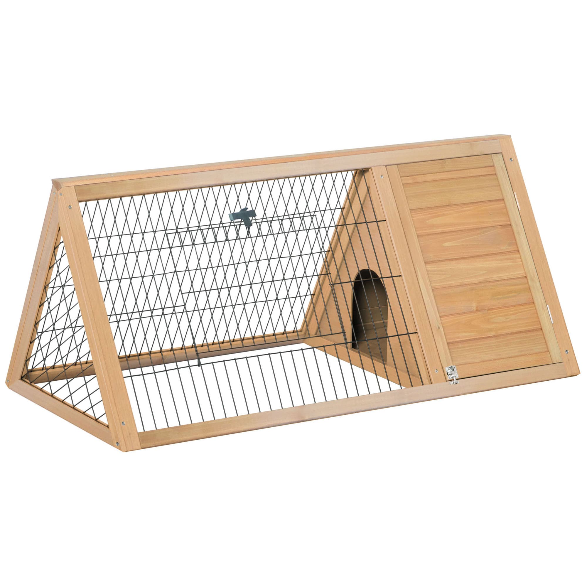 Tatayosi P-DJ-94613 Yellow Outdoor Wooden Rabbit Cage Small Animal Hutch with Outside Run and Ventilating Wire
