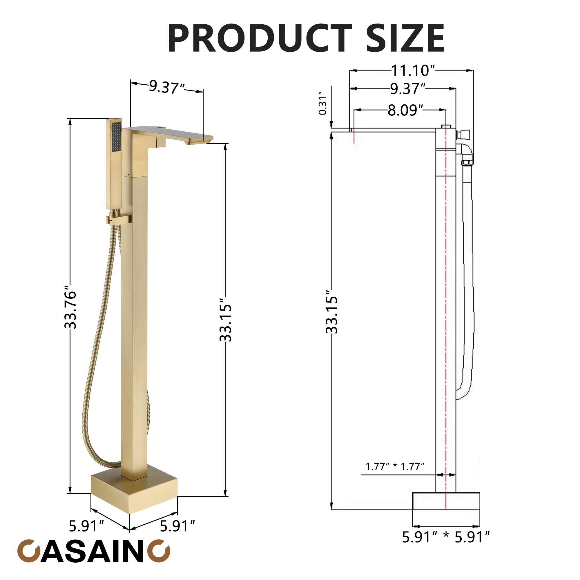 CASAINC KCLT0057-BG Roman-Tub-Faucets - View #5