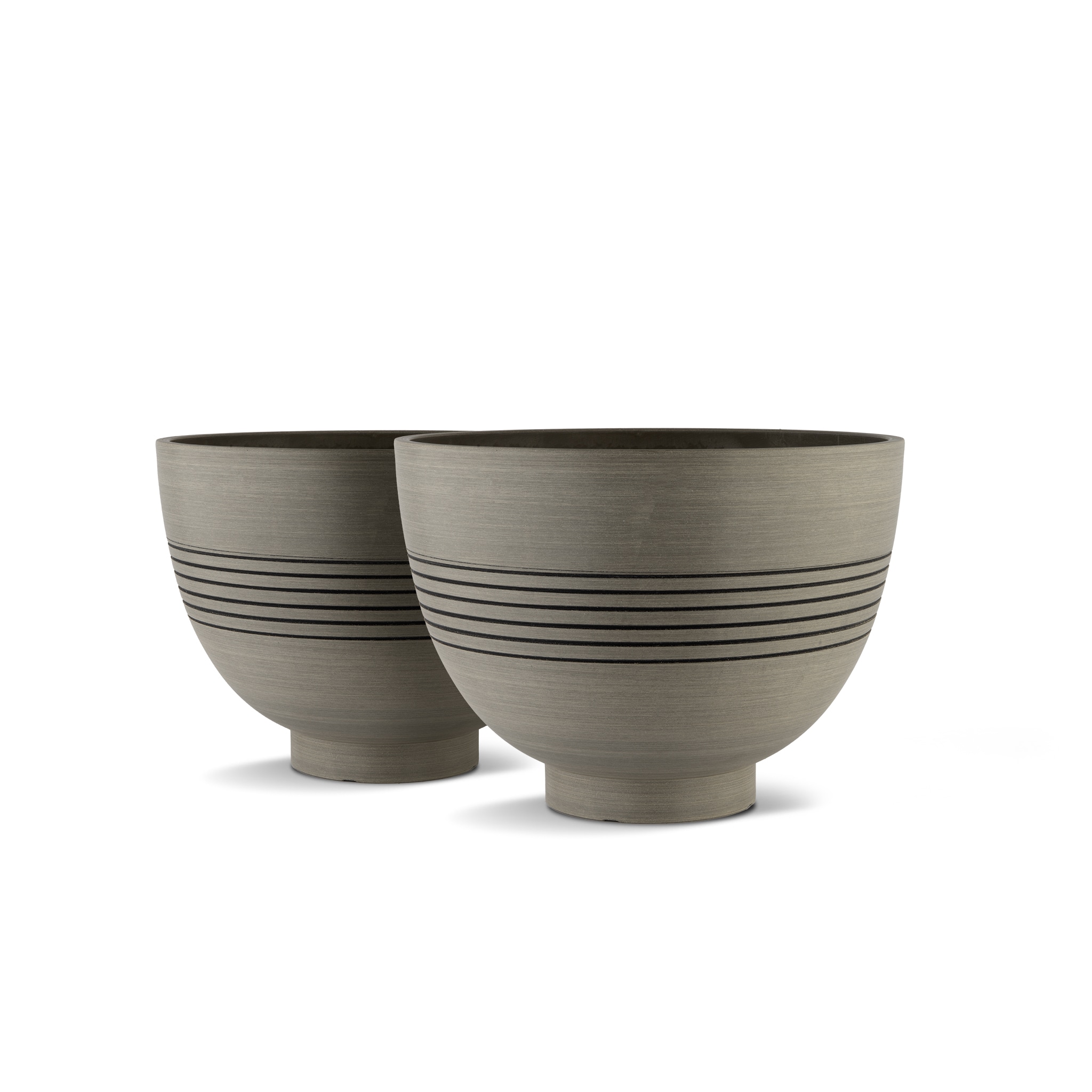 Naturae Decor - 2 -Pack Round 8-in W x 11-in H Brown Stone Plastic Indoor/Outdoor Planter