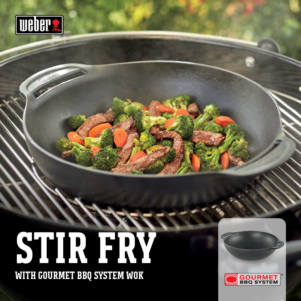 Weber Gourmet BBQ System Porcelain-Enameled Cast-Iron Wok in the Grill at Lowes.com