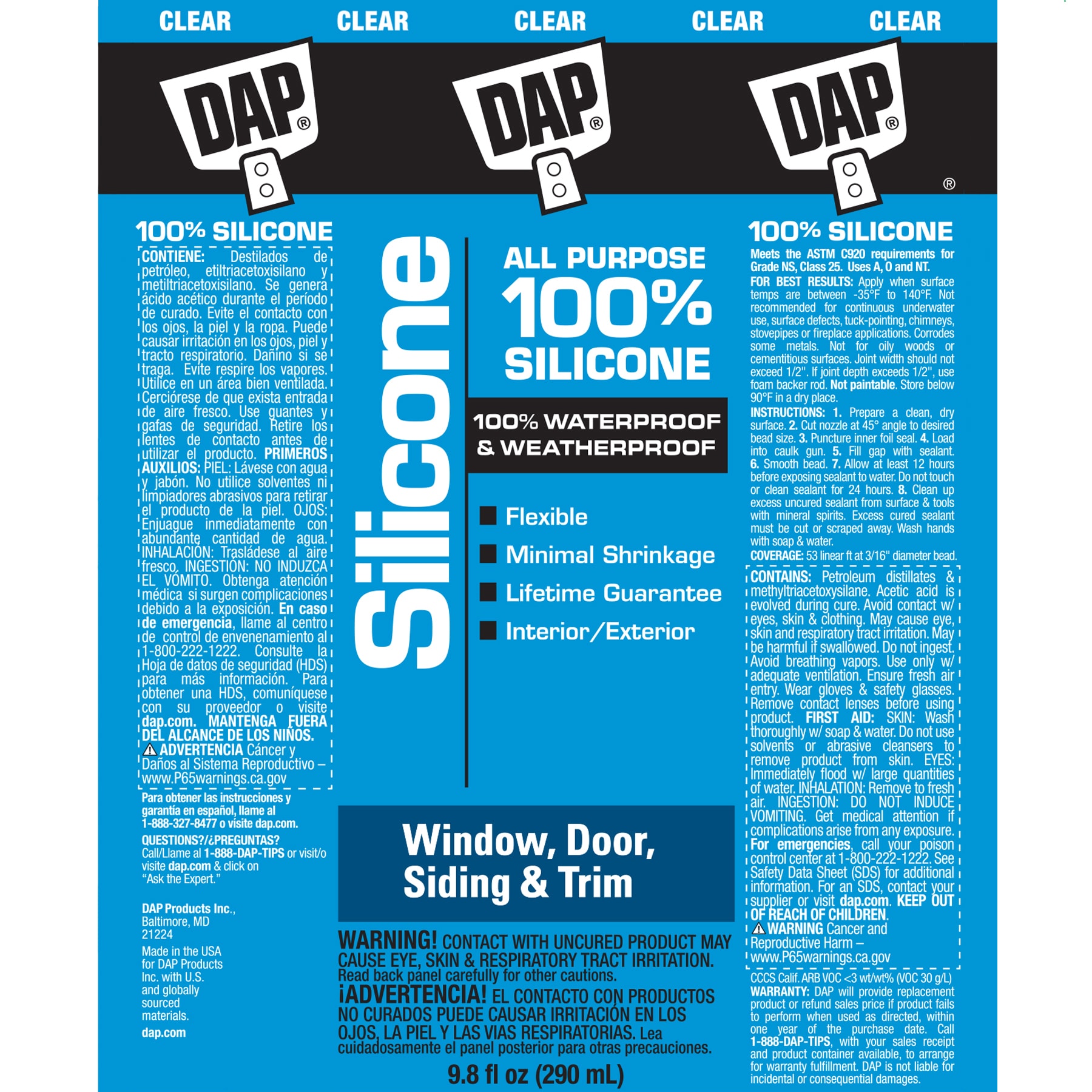 DAP Silicone 10.1 oz. Black Window, Door and Siding Sealant (12