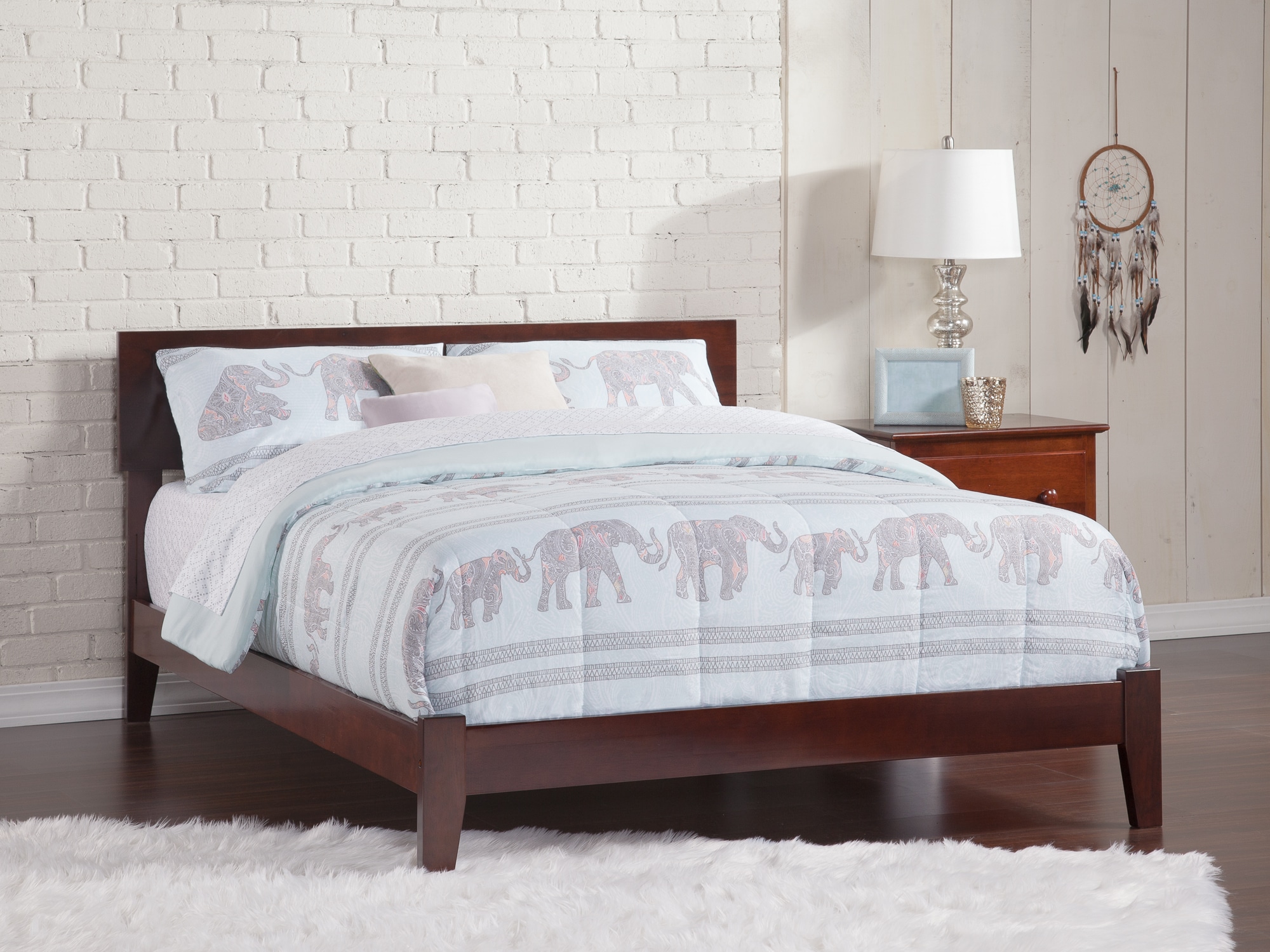AFI Furnishings AR8151034 Orlando Walnut King Wood Bed frame Bed