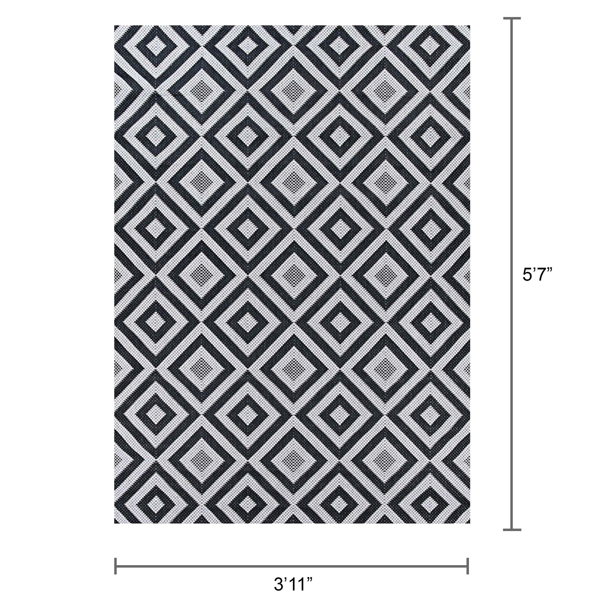 Afuera Flat-Woven Black Synthetic 3'11" x 5'7" Indoor/Outdoor Rug