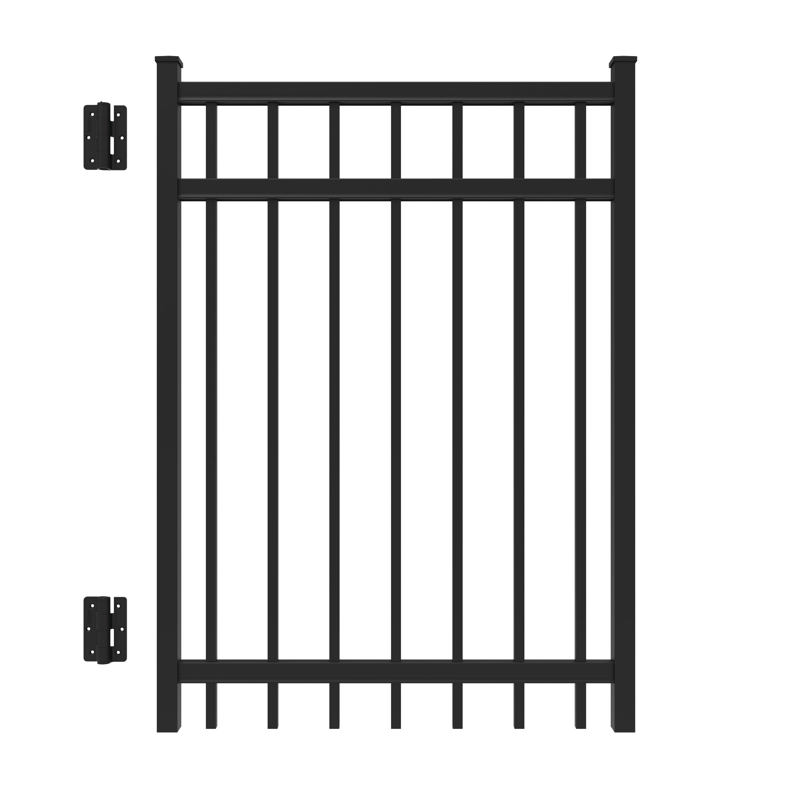 Freedom 73010305 New Haven 4-ft H x 3-ft W Black Aluminum Decorative Walk-thru Spaced picket Fence gate