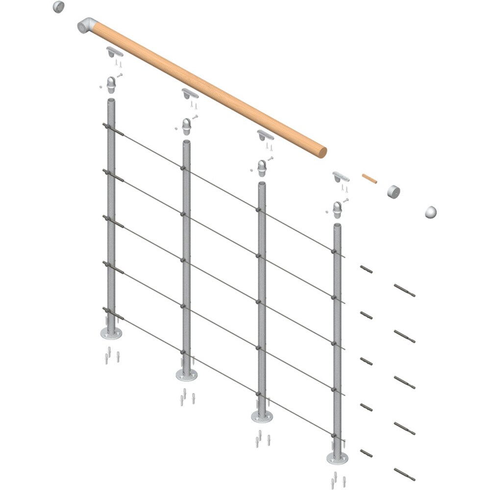 DOLLE Rome Starter Kit 3.5-ft Gray Finished Balcony rail Kit