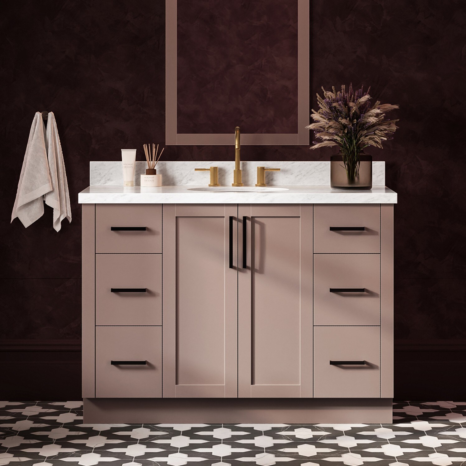 ARIEL Loren 48-in Mocha Undermount Single Sink Bathroom Vanity with Carrara White Marble Marble Top